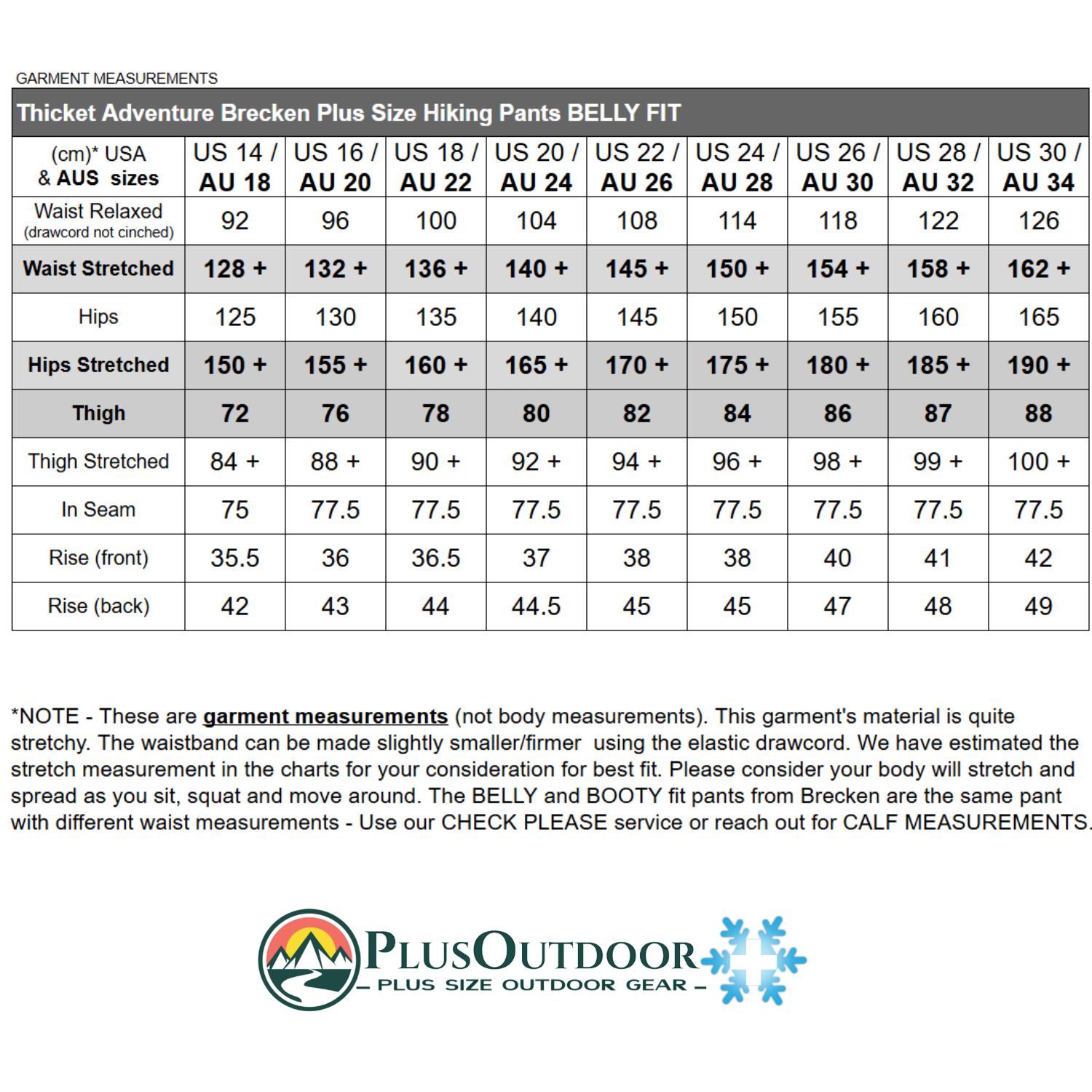 Thicket Adventure Brecken Hiking Pants BELLY FIT Blue Plus Sizes 16 - 26