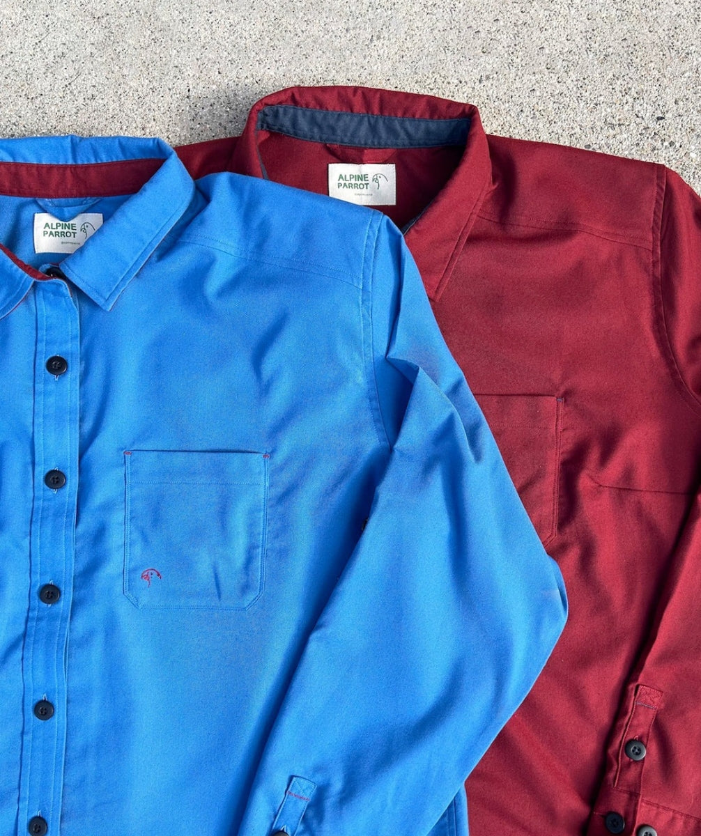 Alpine Parrot Bristlecone Flannel Womens Shirt Geyser Blue Plus Size US 3