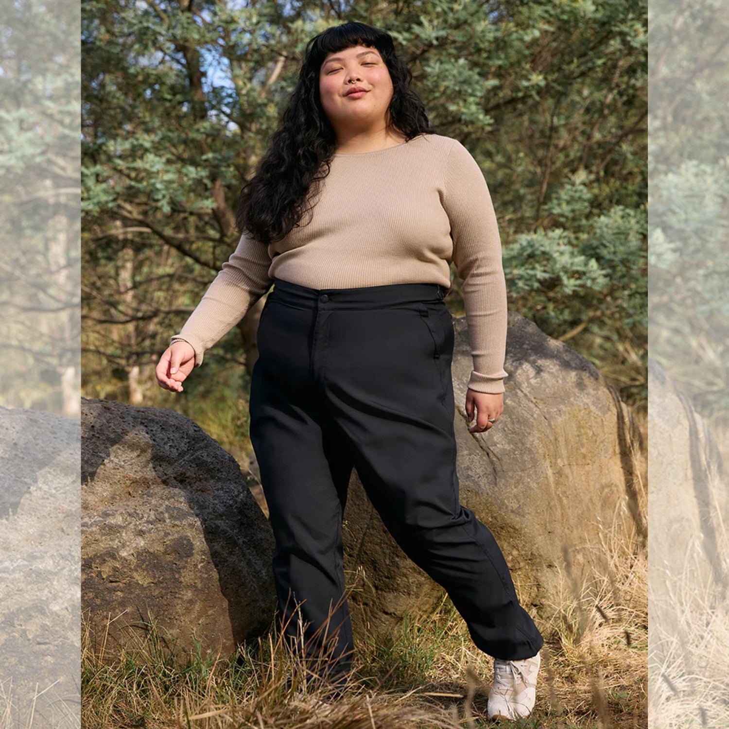 Amble Terra Women's Hiking Pants Black Plus Sizes 3XL - 5XL