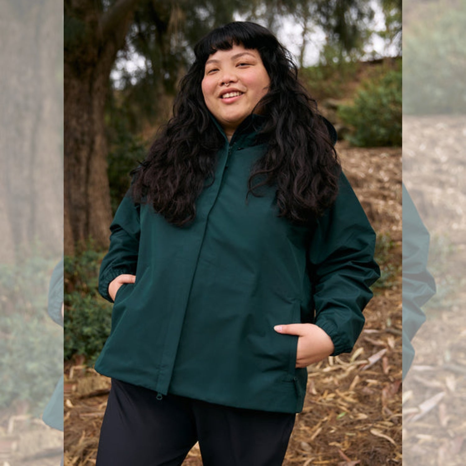 Amble Elements Womens Plus Size Rain Jacket Eucalyptus 2XL-5XL