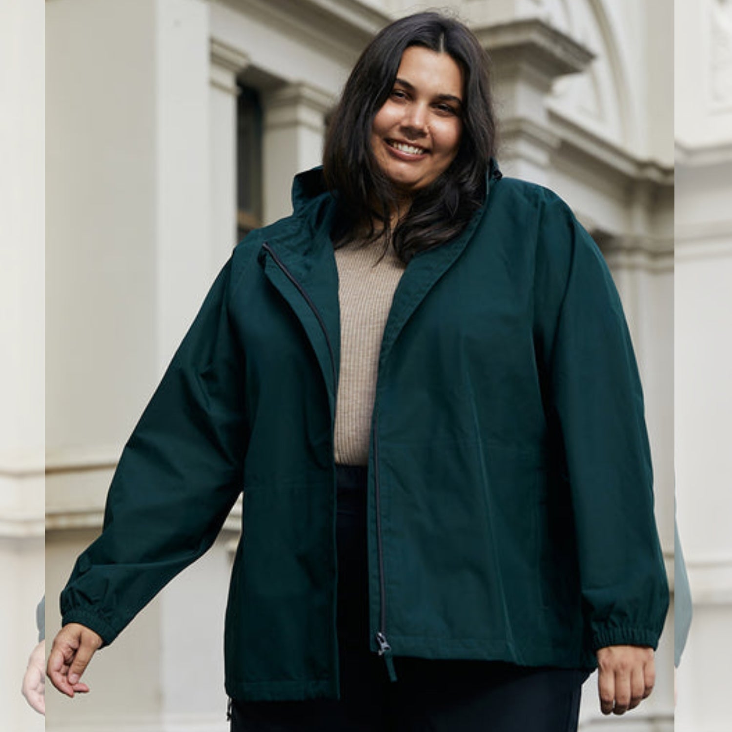 Amble Elements Womens Plus Size Rain Jacket Eucalyptus 2XL-5XL