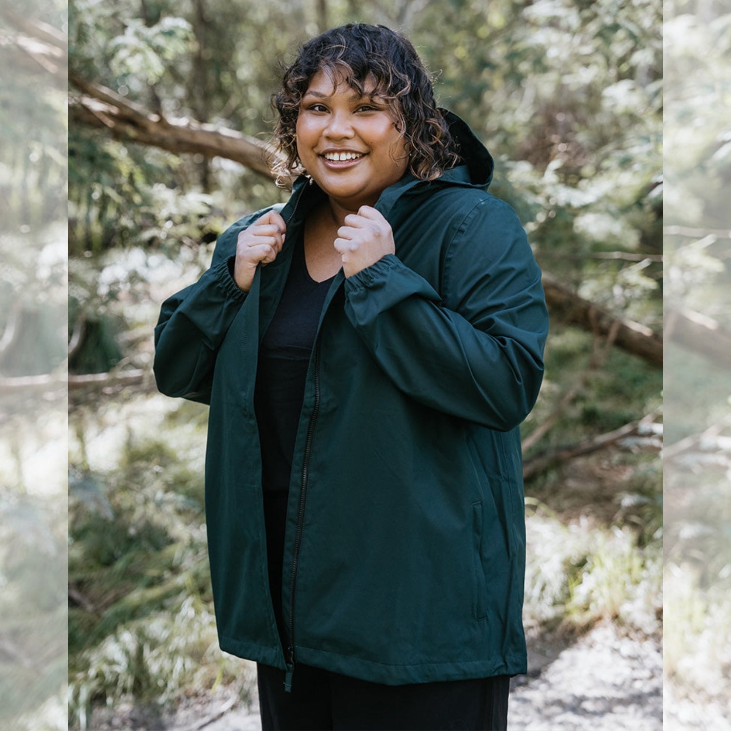 Sale - Amble Elements Womens Rain Jacket Eucalyptus Plus Size 2XL