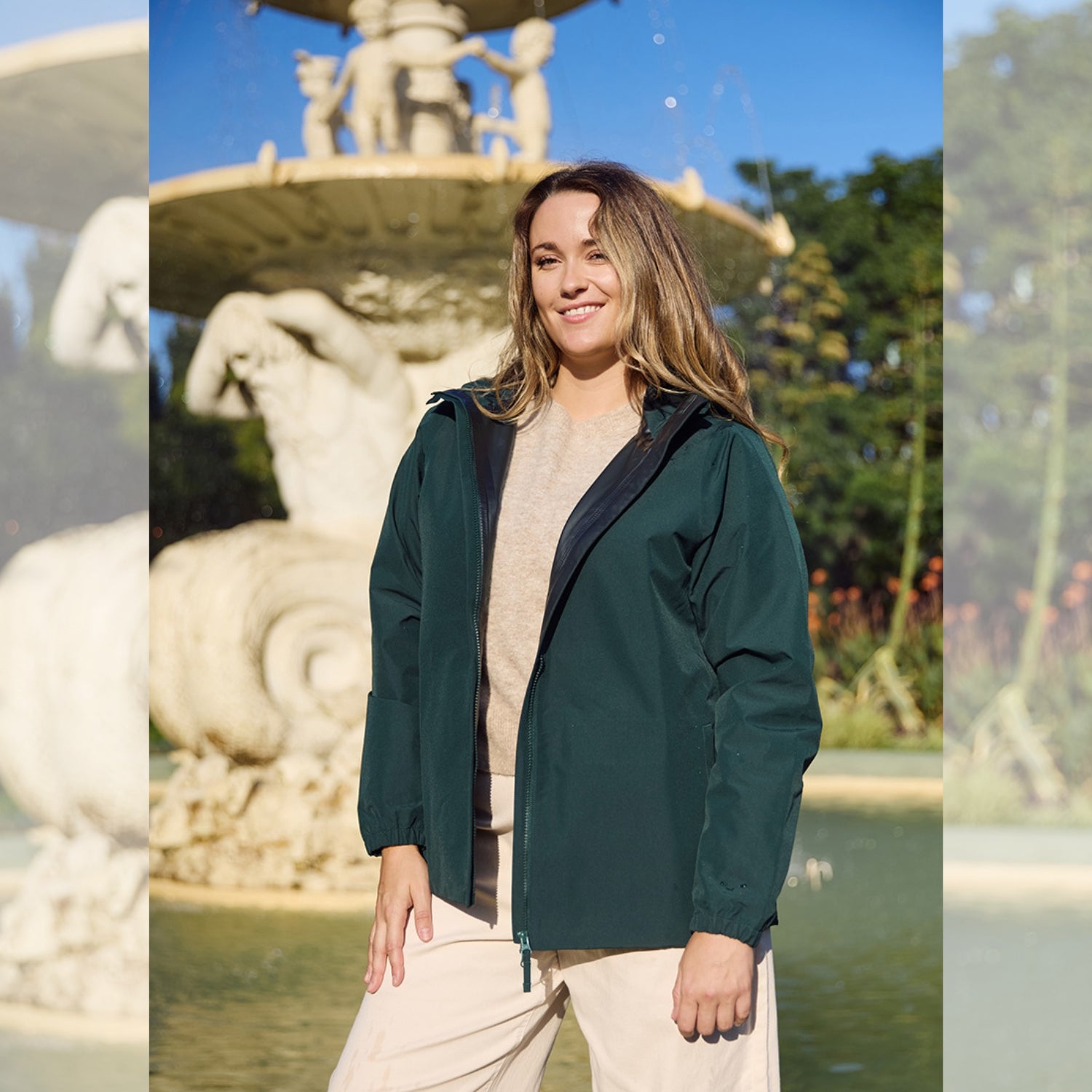 Sale - Amble Elements Womens Rain Jacket Eucalyptus Plus Size 2XL