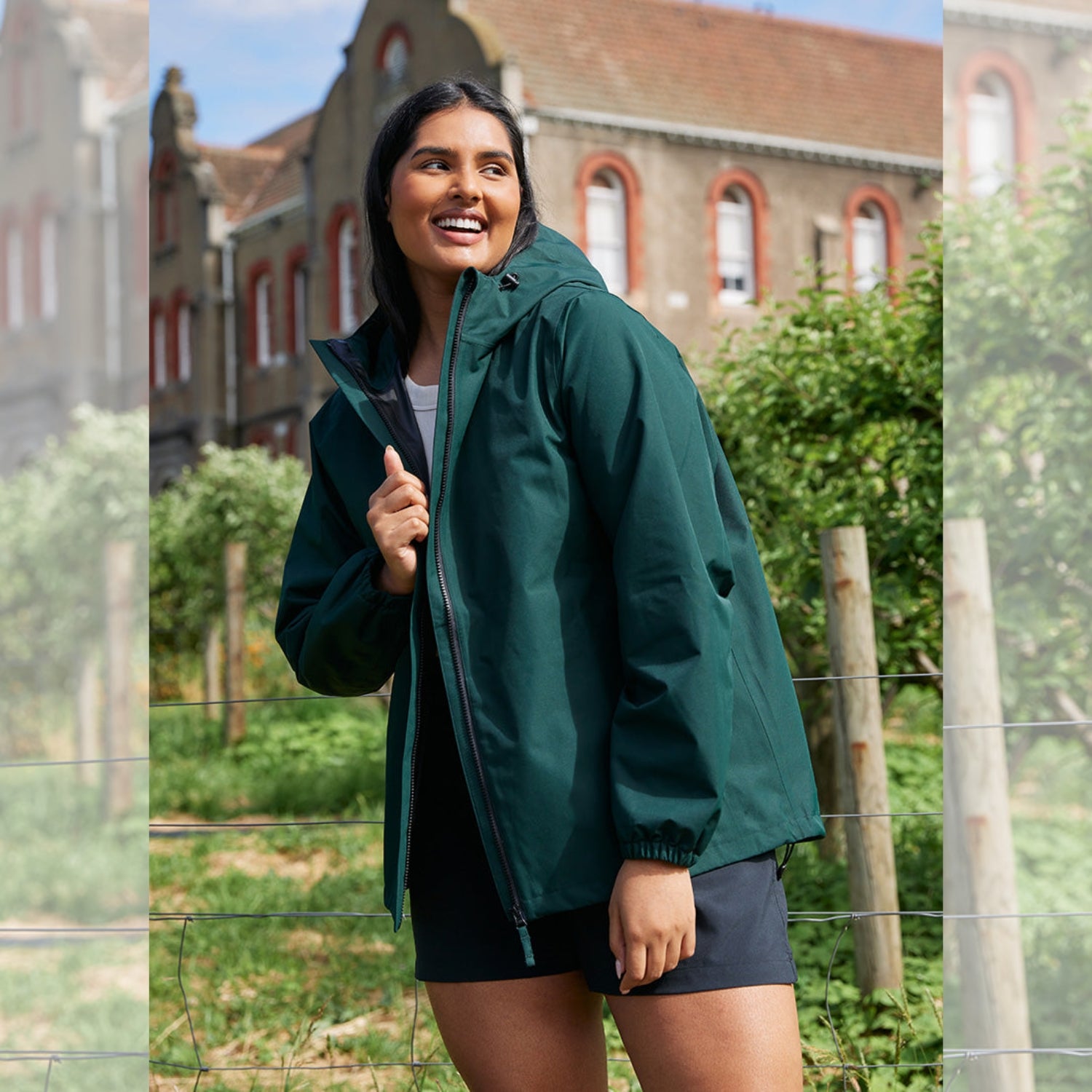 Sale - Amble Elements Womens Rain Jacket Eucalyptus Plus Size 2XL