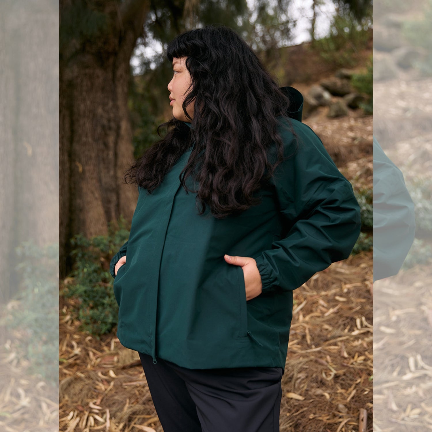 Sale - Amble Elements Womens Rain Jacket Eucalyptus Plus Size 2XL