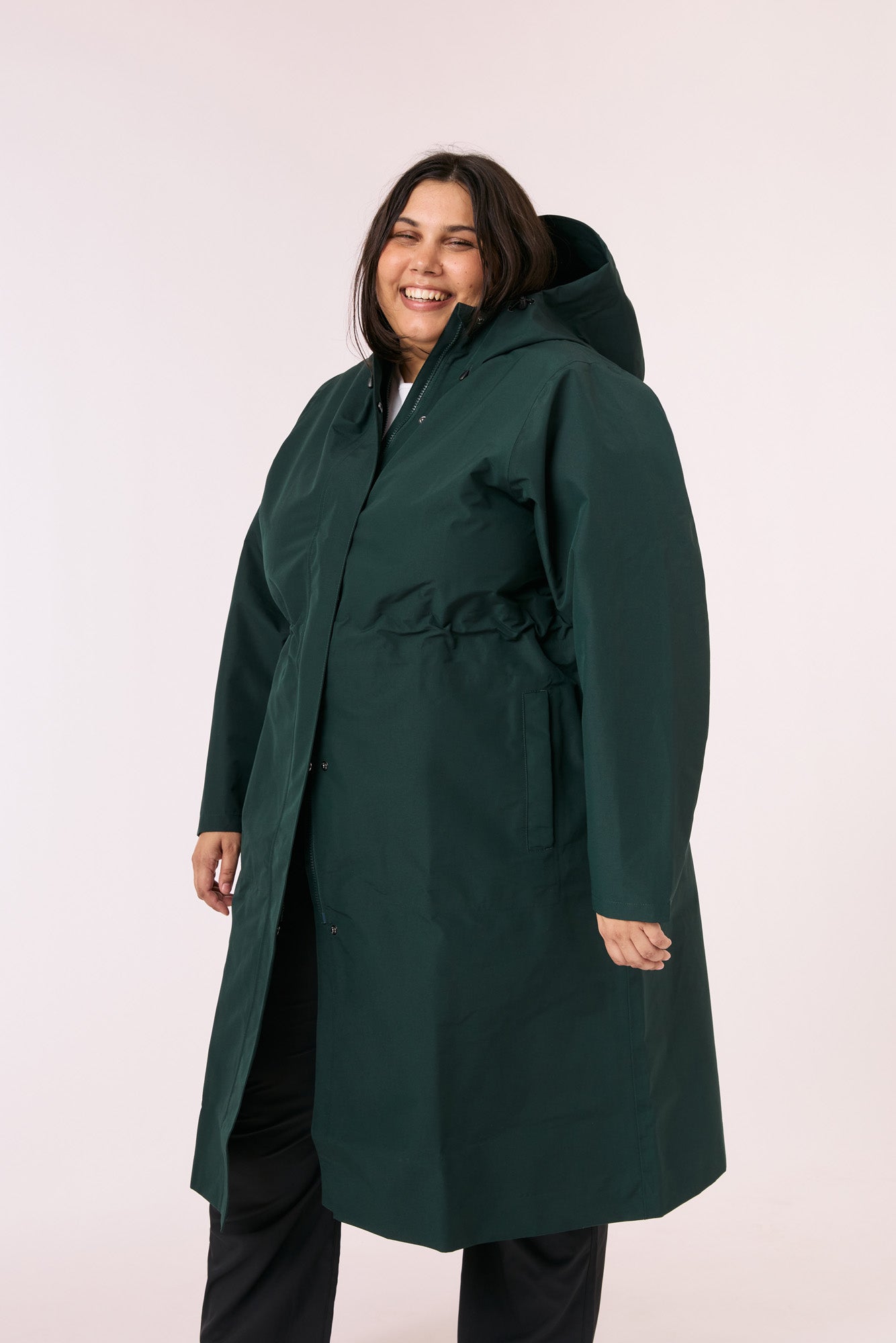 Amble Overland Womens Plus Size Rain Long Jacket Eucalyptus XL-5XL