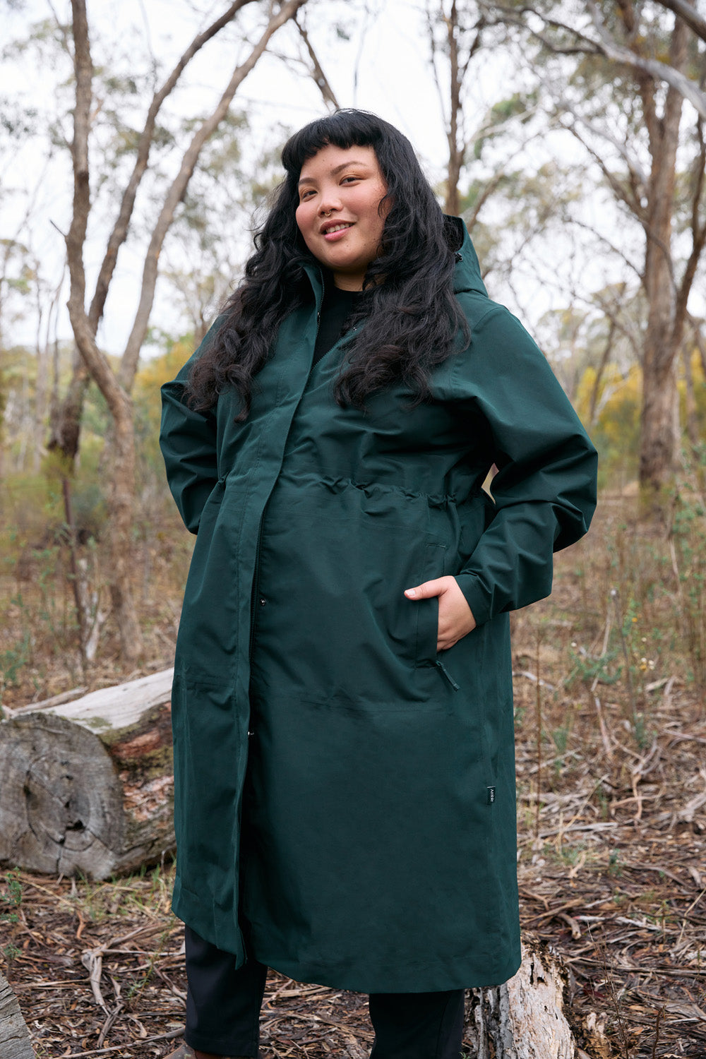 Amble Overland Womens Plus Size Rain Long Jacket Eucalyptus XL-5XL