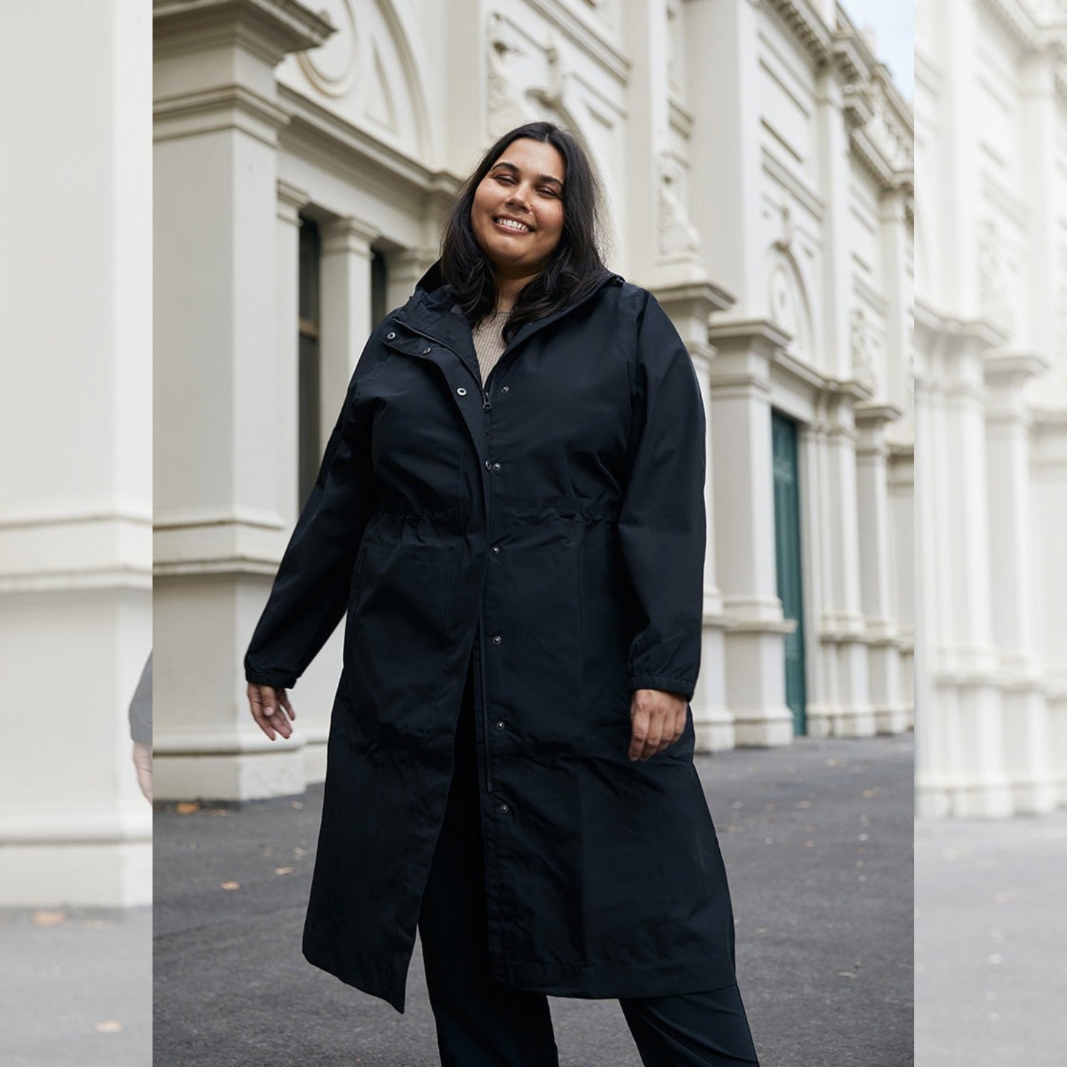 Sale - Amble Overland Womens Rain Long Jacket Black Plus Size 4XL