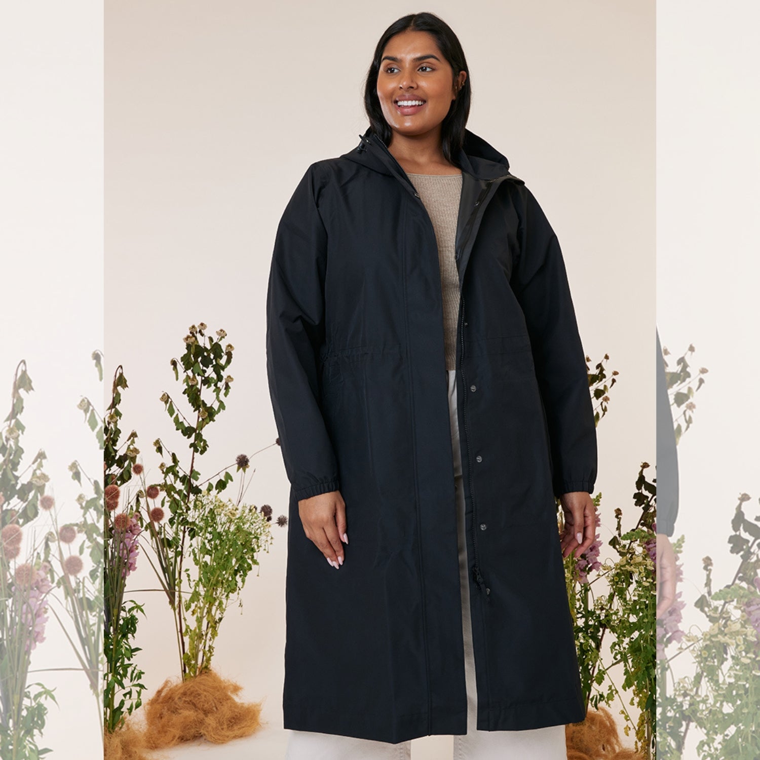 Sale - Amble Overland Womens Rain Long Jacket Black Plus Size 4XL