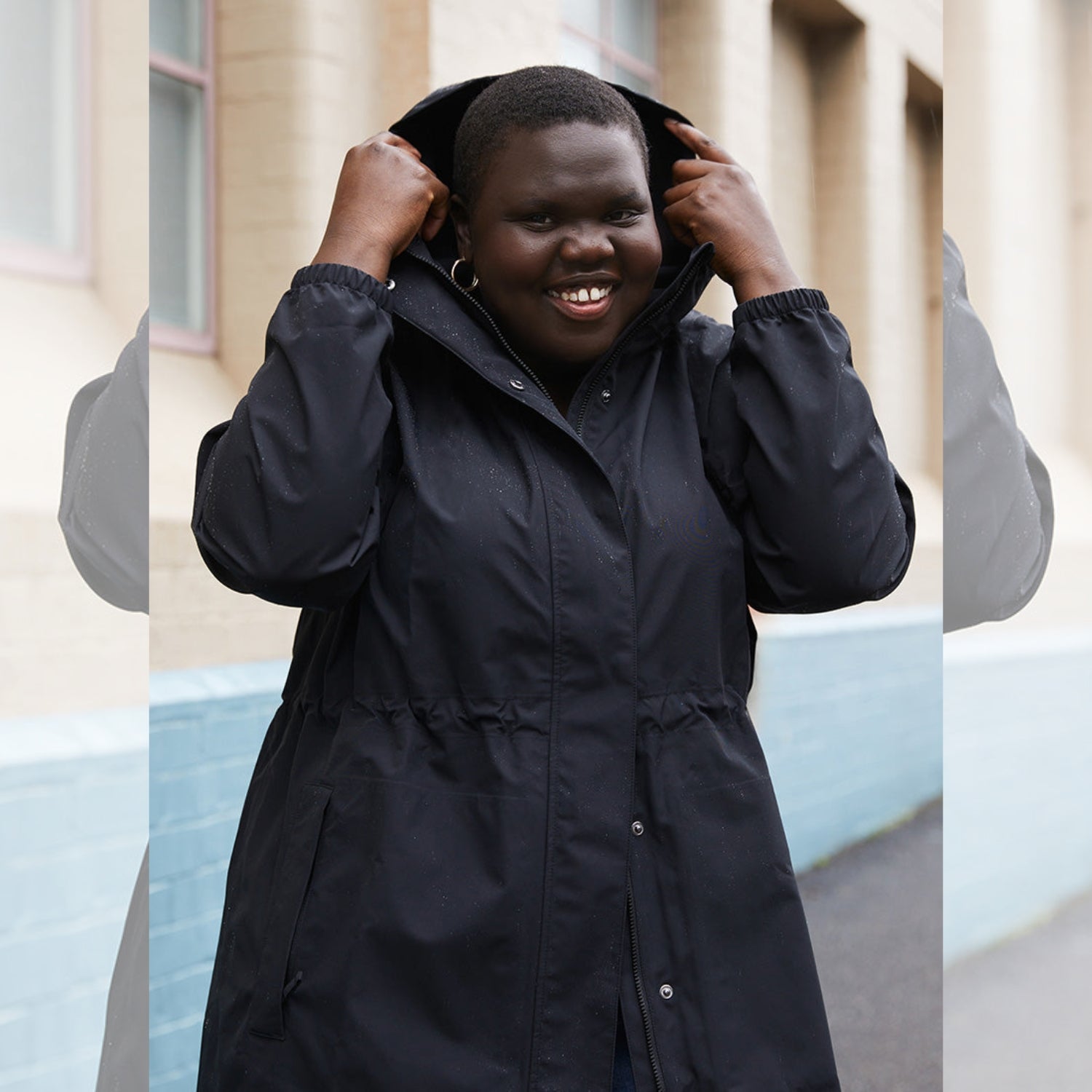 Sale - Amble Overland Womens Rain Long Jacket Black Plus Size 4XL