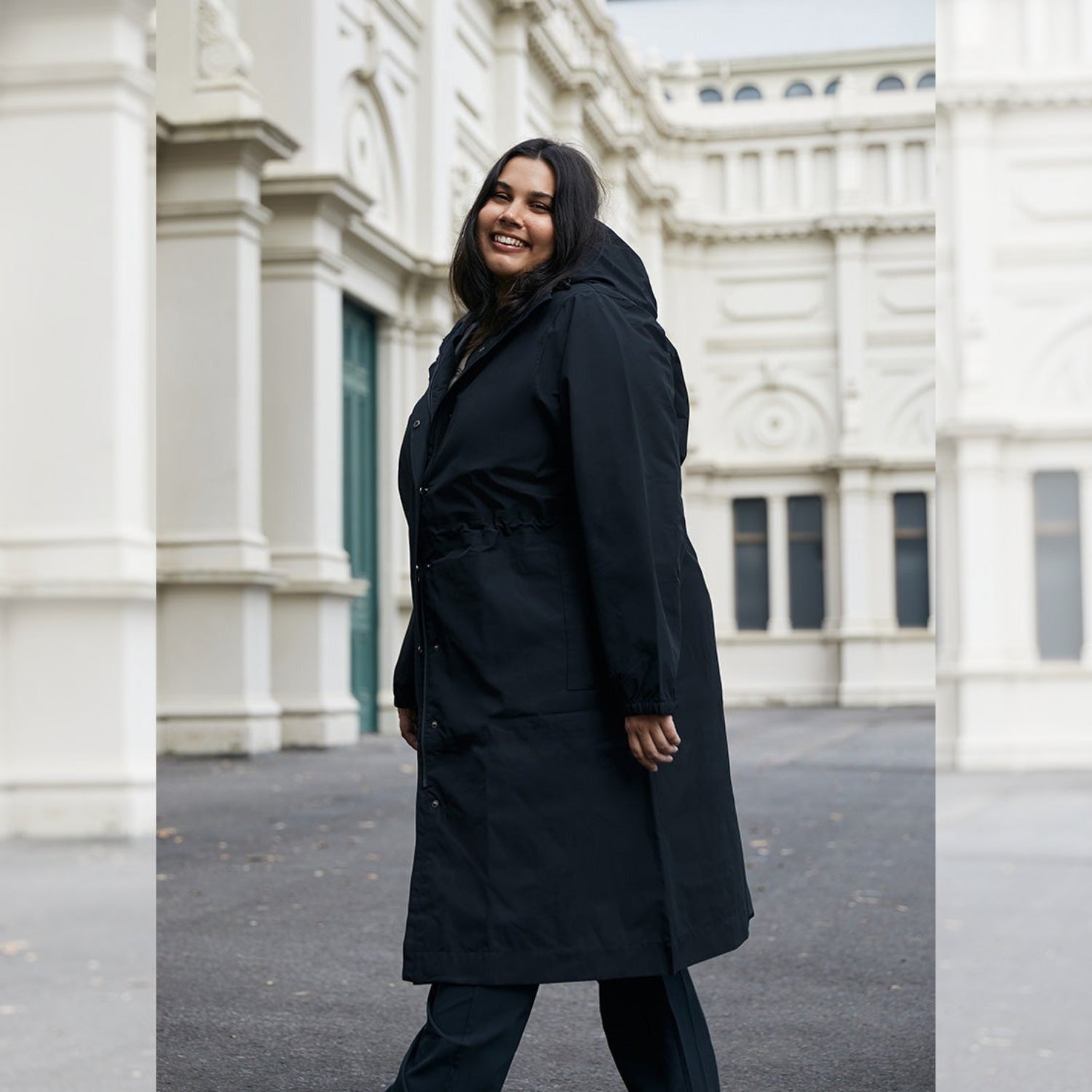 Sale - Amble Overland Womens Rain Long Jacket Black Plus Size 4XL