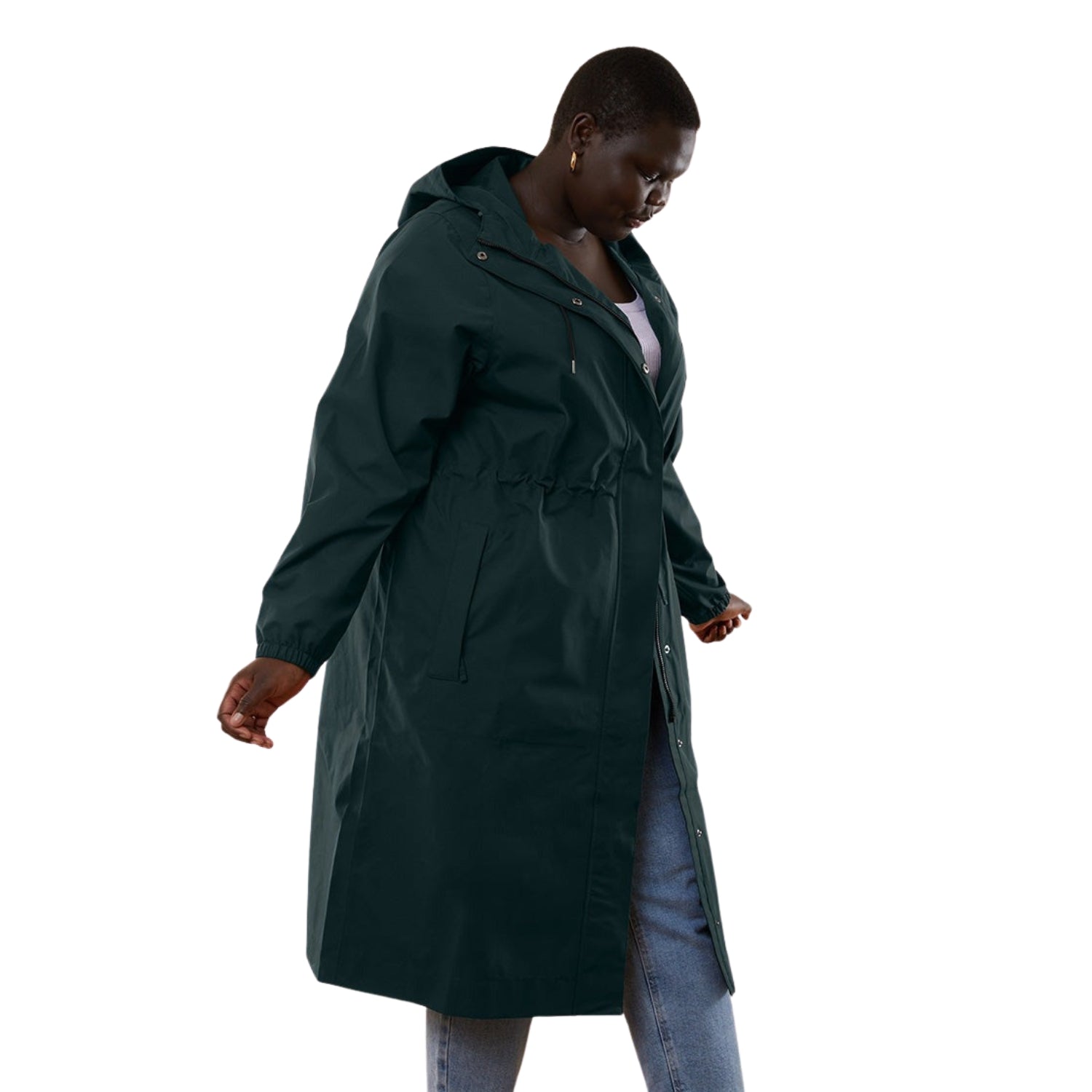 Amble Overland Womens Plus Size Rain Long Jacket Eucalyptus XL-5XL
