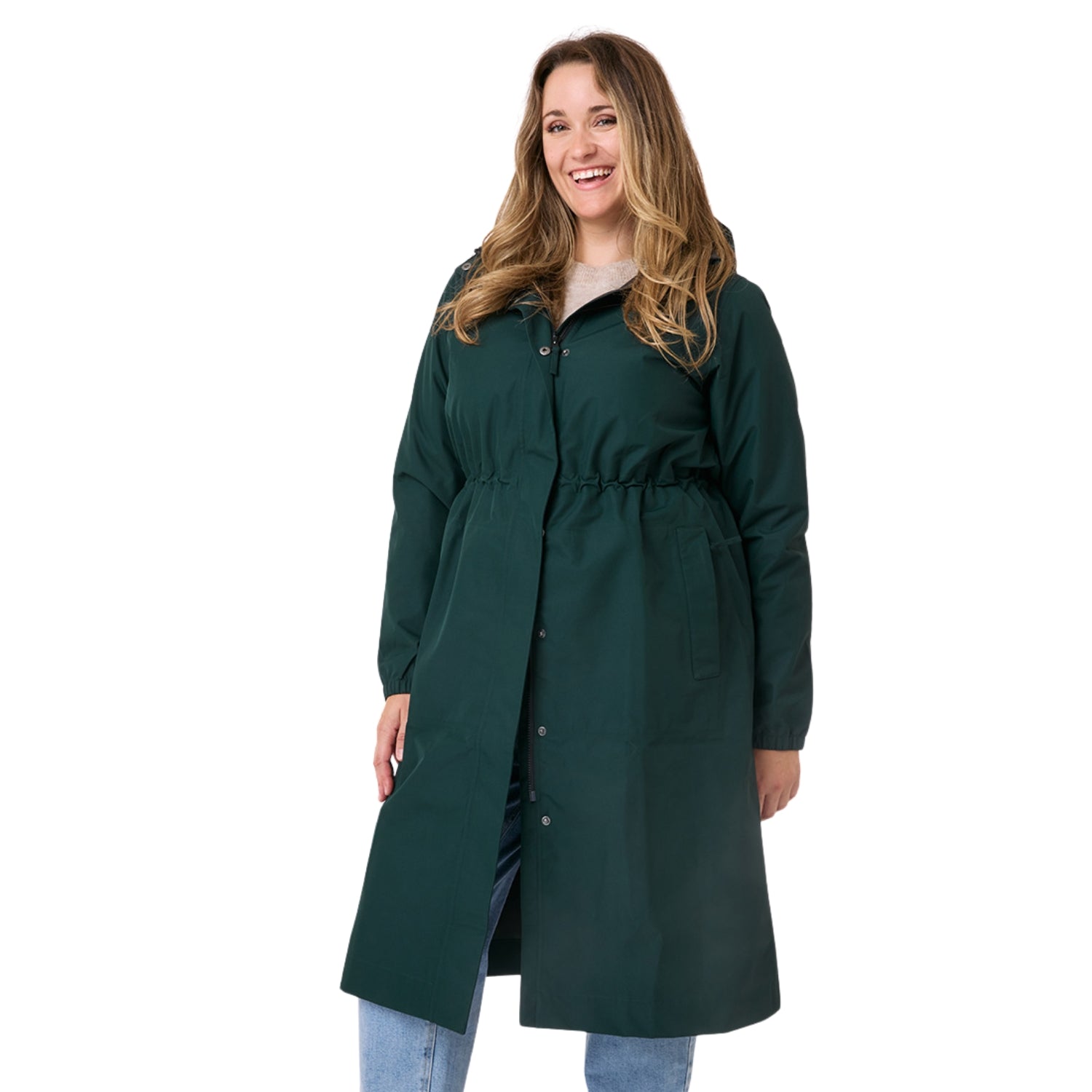 Amble Overland Womens Plus Size Rain Long Jacket Eucalyptus XL-5XL