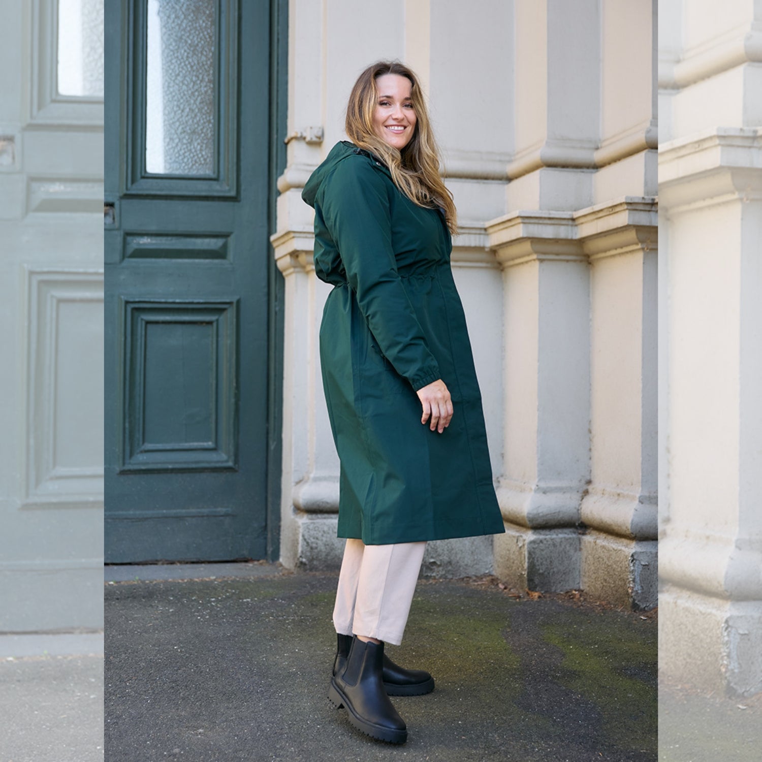 Amble Overland Womens Plus Size Rain Long Jacket Eucalyptus XL-5XL