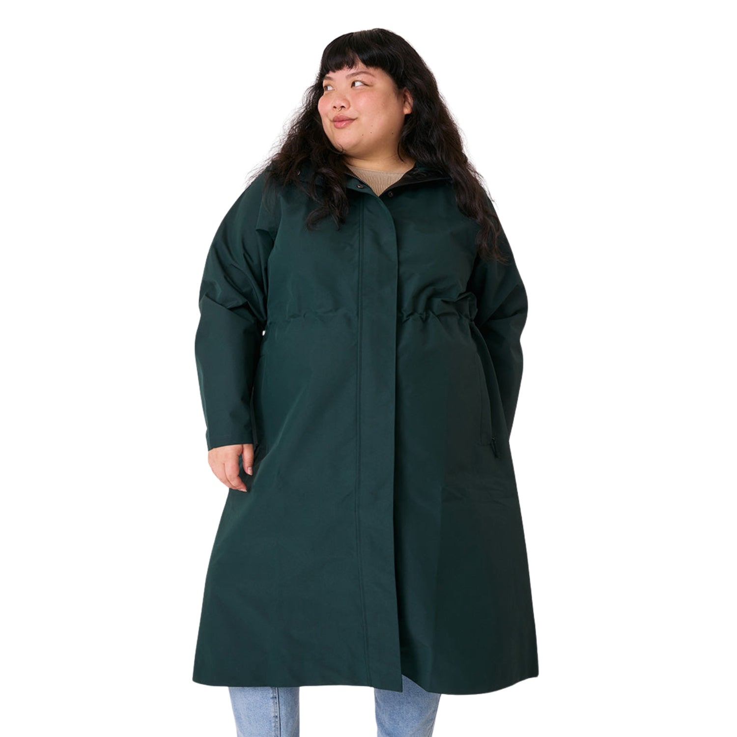 Amble Overland Womens Plus Size Rain Long Jacket Eucalyptus XL-5XL