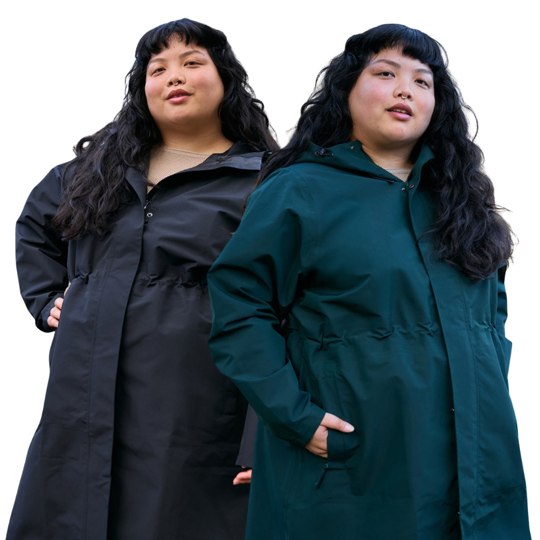 Amble Overland plus-size womens jacket is our longst waterproof raincoat