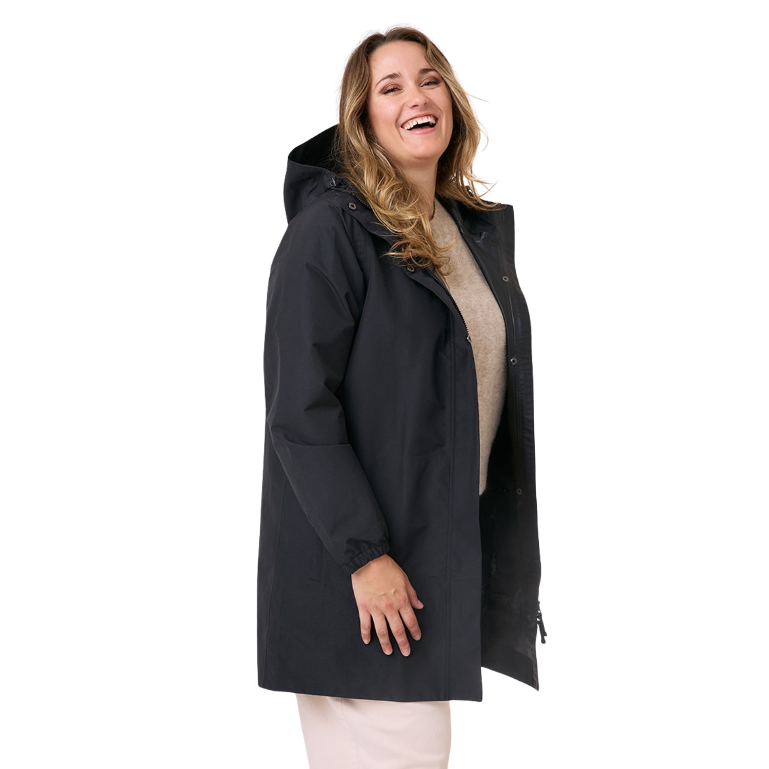 Amble Refuge Womens Plus Size Waterproof Jacket Long Black XL-5XL
