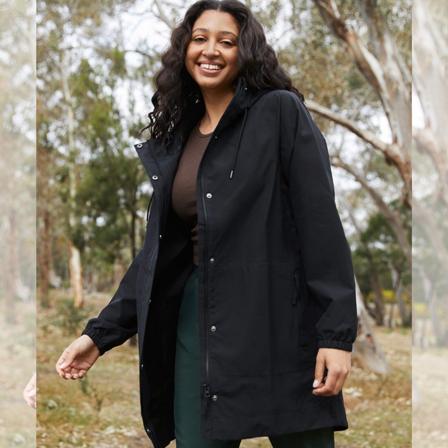 Amble Refuge Womens Plus Size Waterproof Jacket Long Black XL-5XL