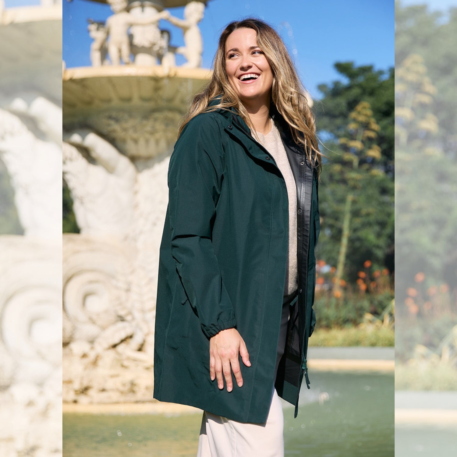 Amble Refuge Womens Plus Size Waterproof Jacket Long Eucalyptus XL-5XL
