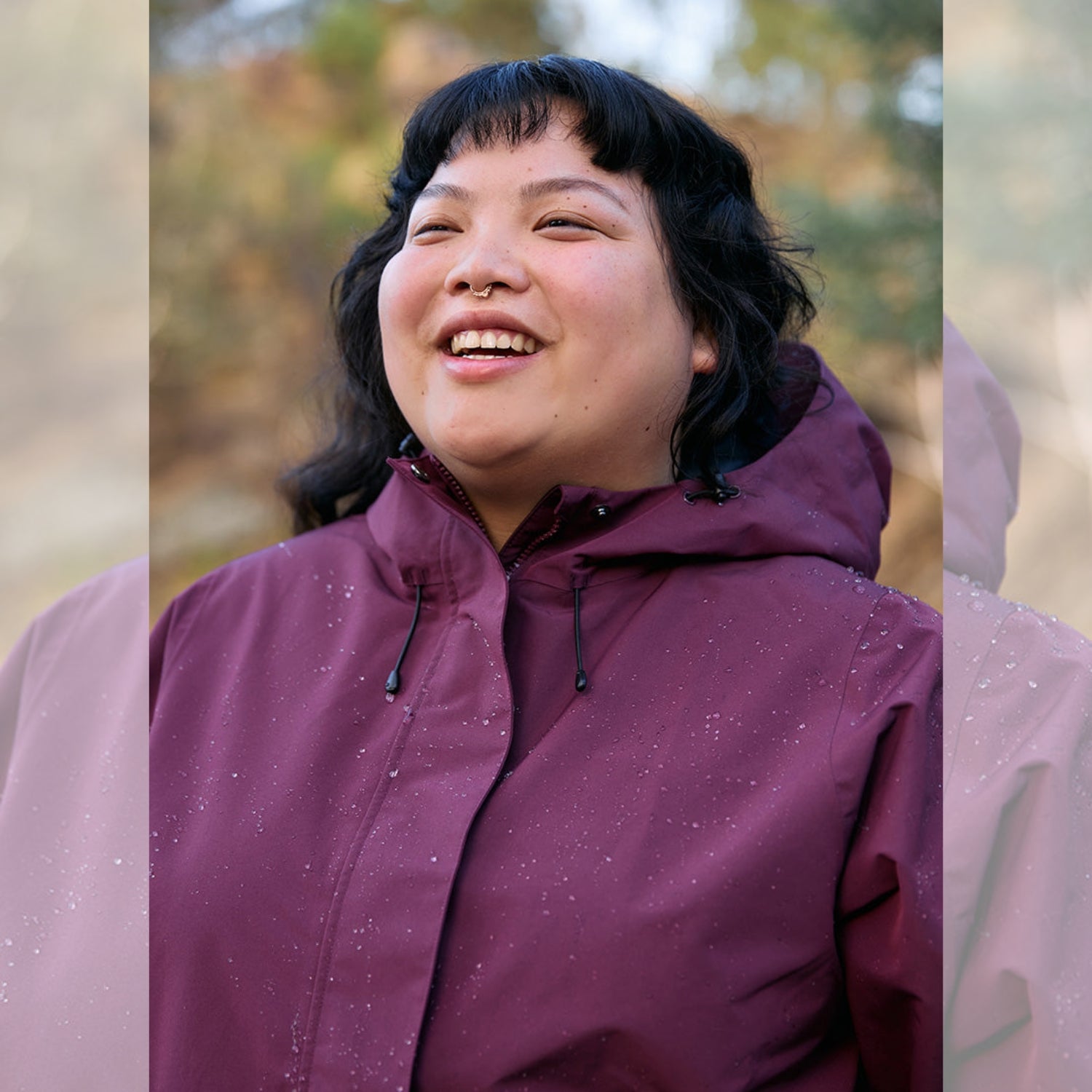 Amble Refuge Womens Plus Size Waterproof Jacket Long Mulberry 2XL