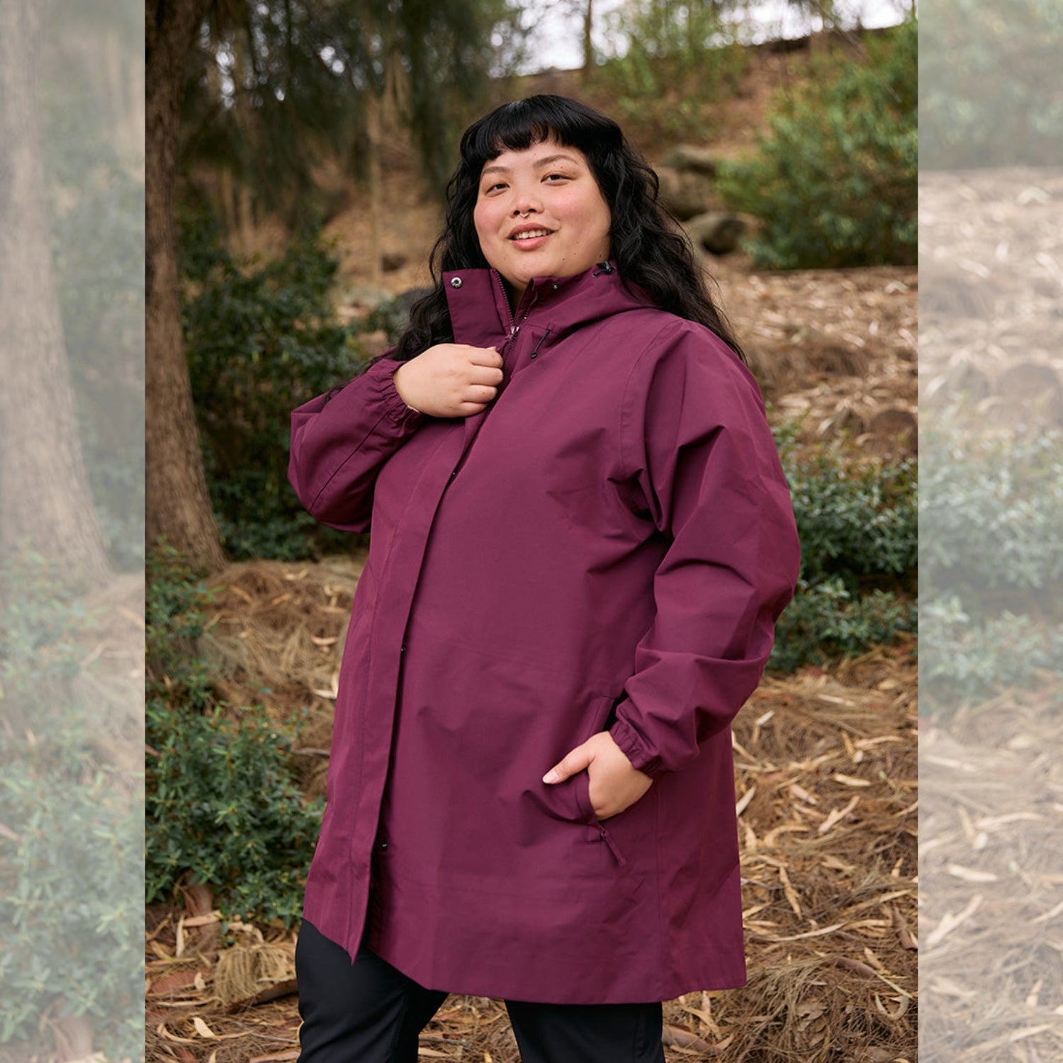 Amble Refuge Womens Plus Size Waterproof Jacket Long Mulberry 2XL