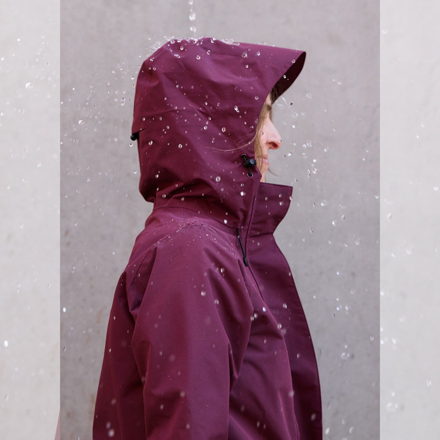 Amble Refuge Womens Plus Size Waterproof Jacket Long Mulberry