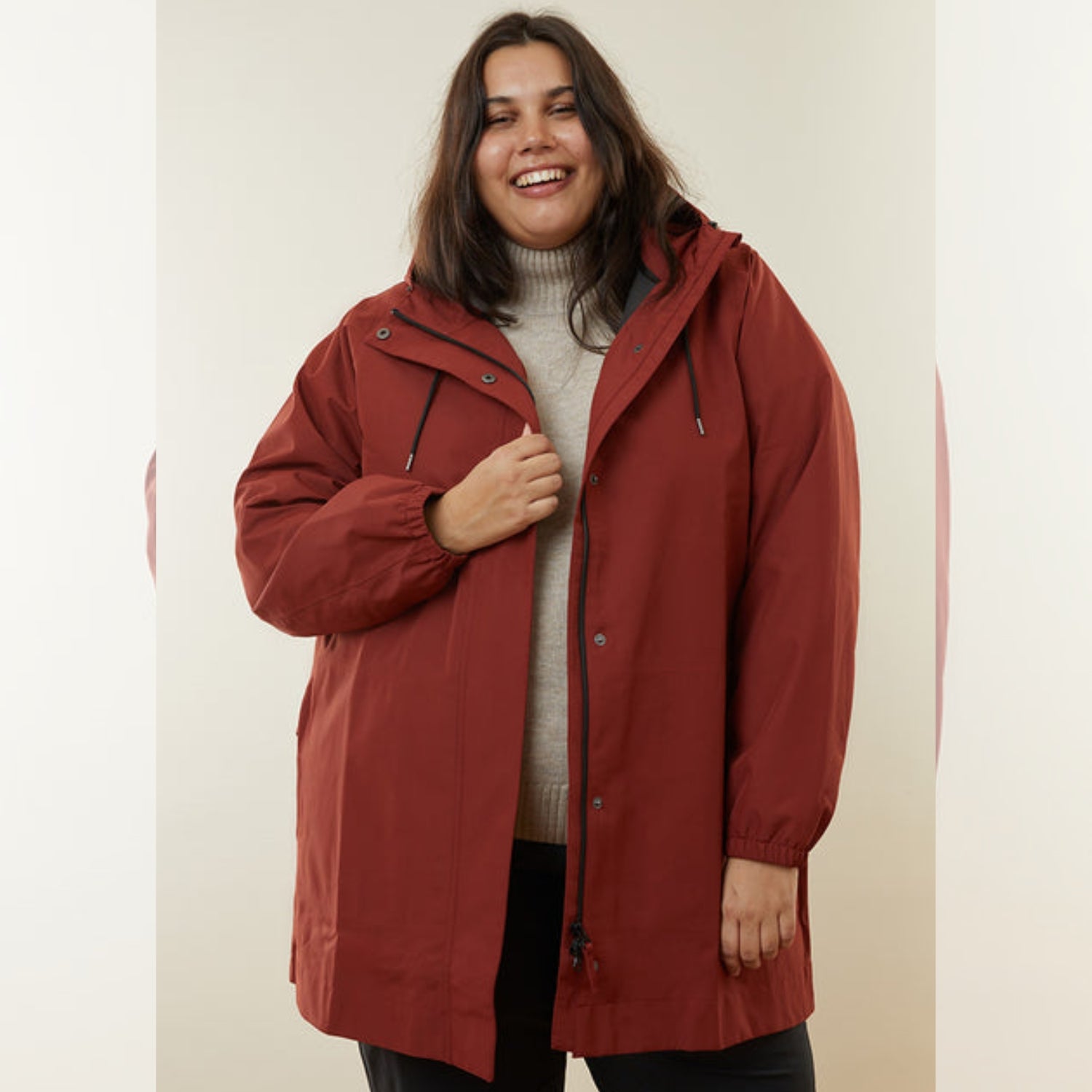 Amble Refuge Womens Plus Size Waterproof Jacket Long Terracotta 2XL-5XL
