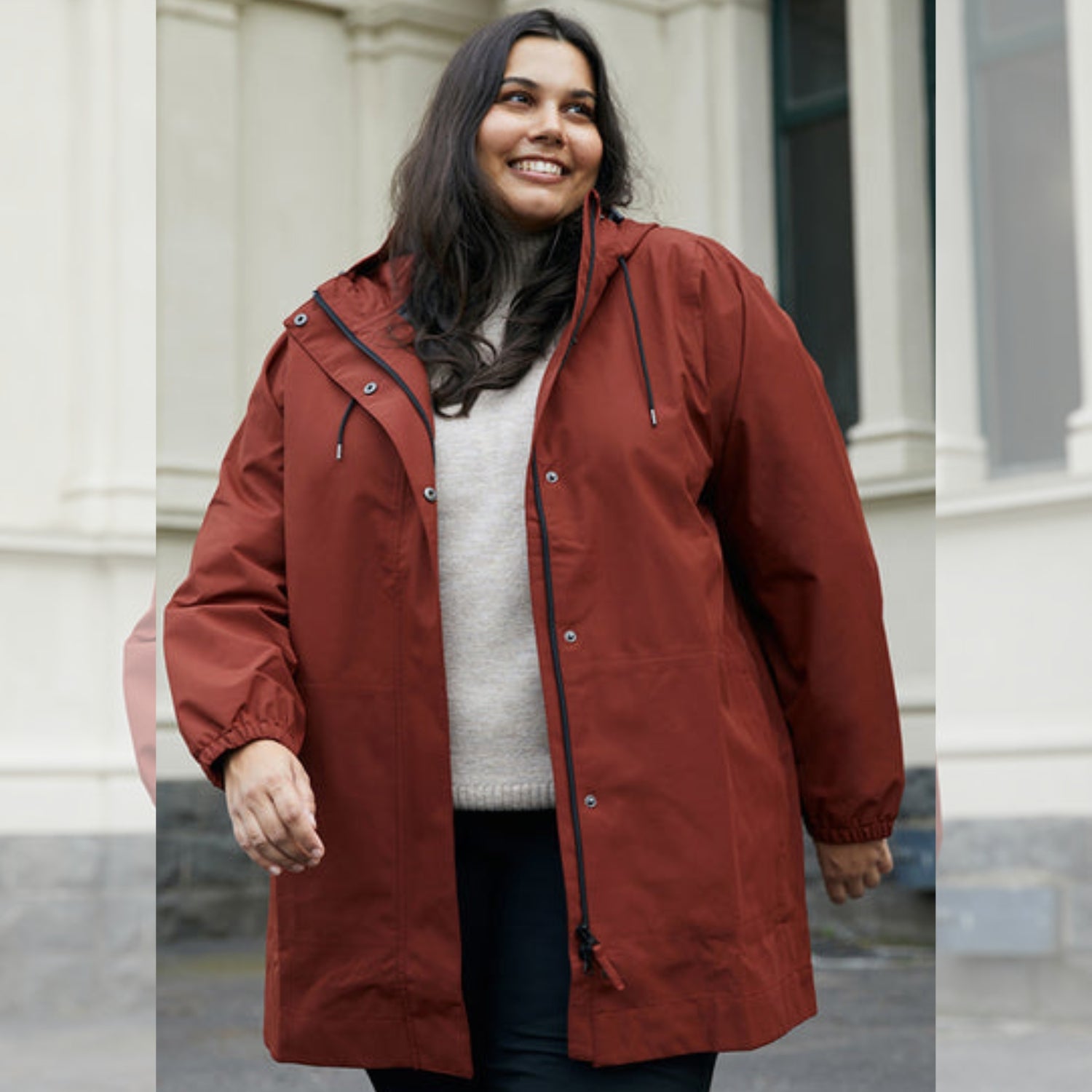 Amble Refuge Womens Plus Size Waterproof Jacket Long Terracotta 2XL-5XL