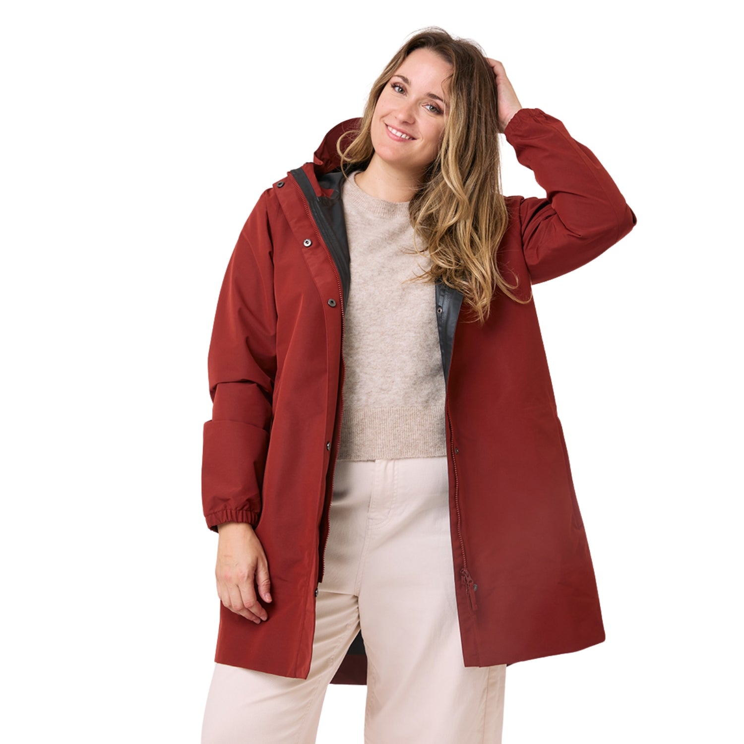 Amble Refuge Womens Plus Size Waterproof Jacket Long Terracotta 2XL-5XL