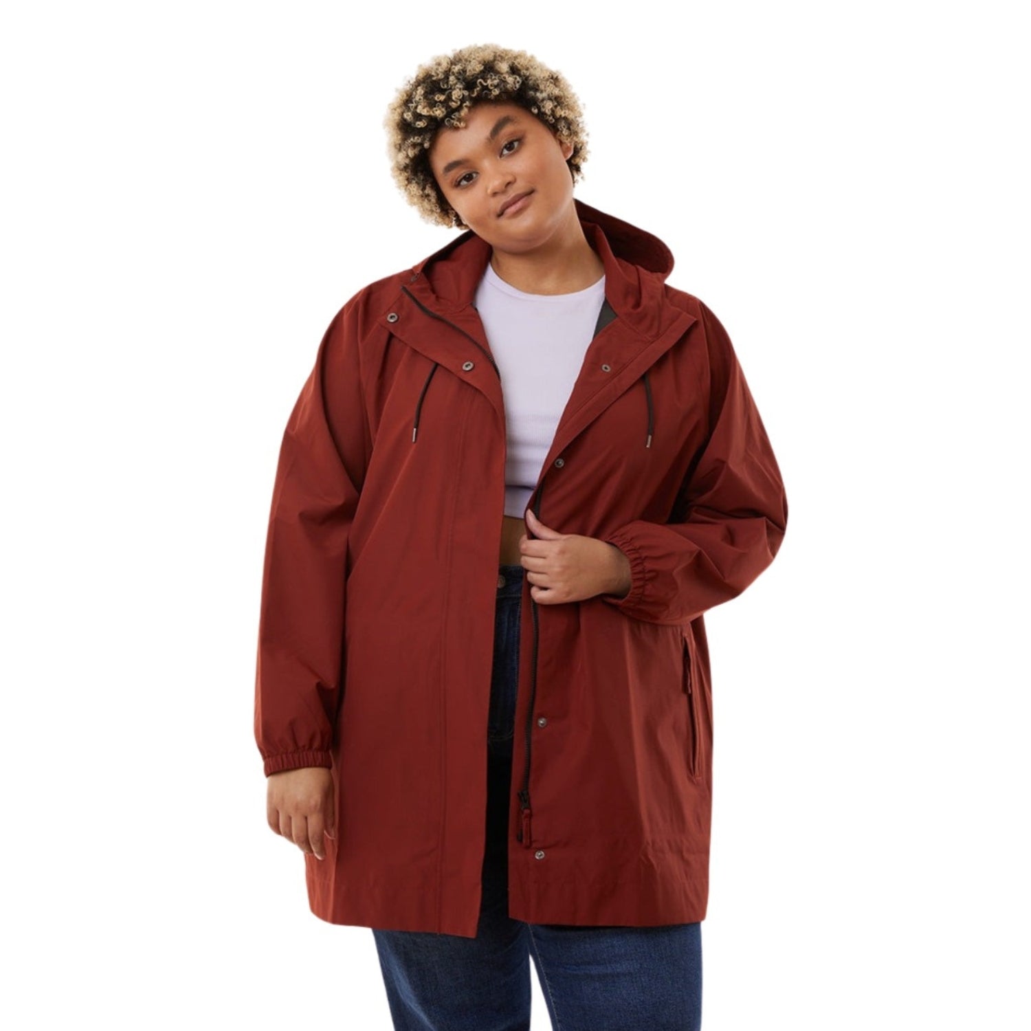Amble Refuge Womens Plus Size Waterproof Jacket Long Terracotta 2XL-5XL