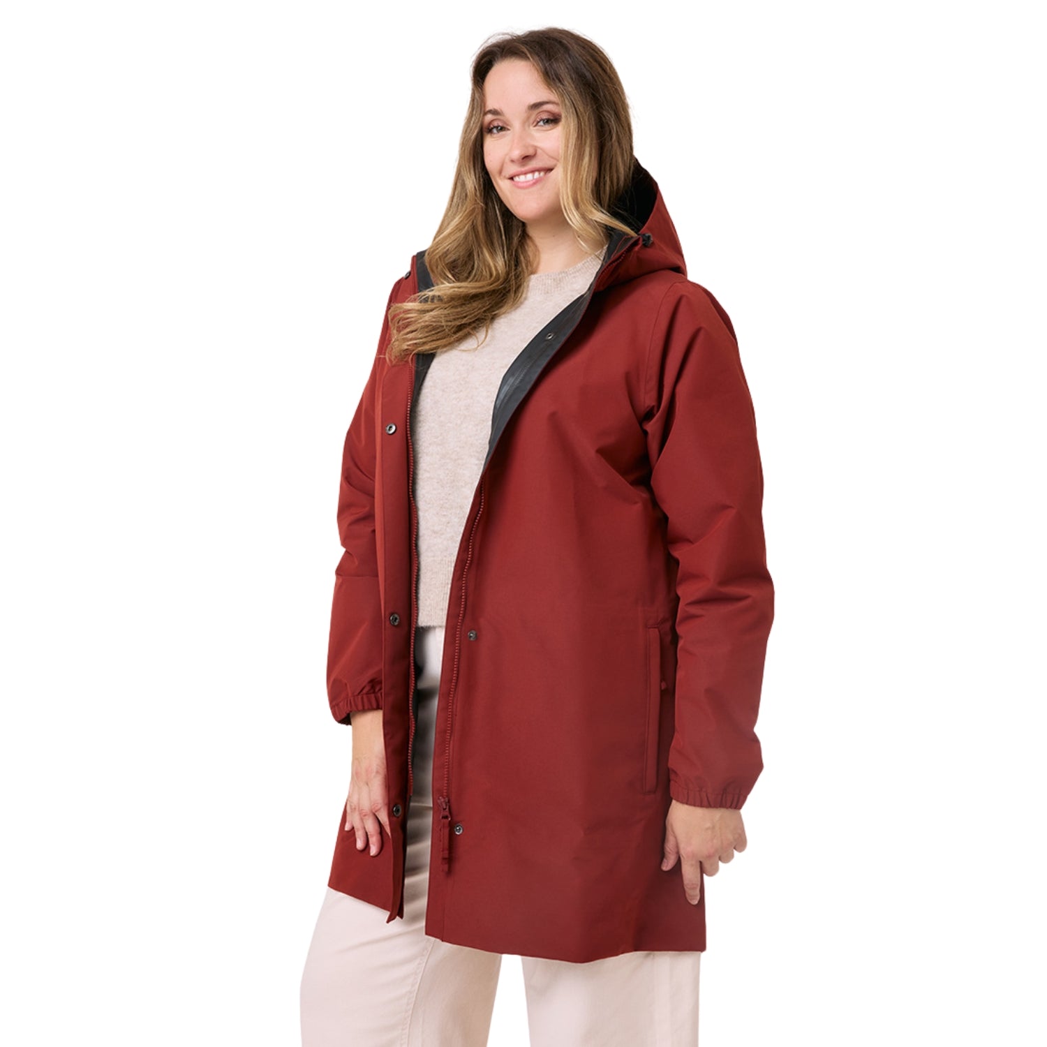 Amble Refuge Womens Plus Size Waterproof Jacket Long Terracotta 2XL-5XL
