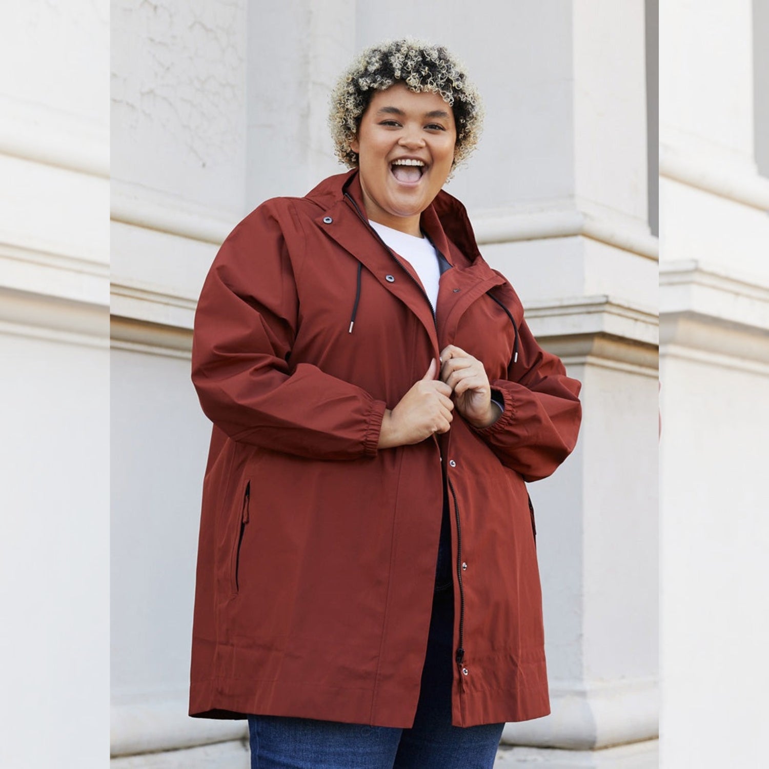 Amble Refuge Womens Plus Size Waterproof Jacket Long Terracotta 2XL-5XL