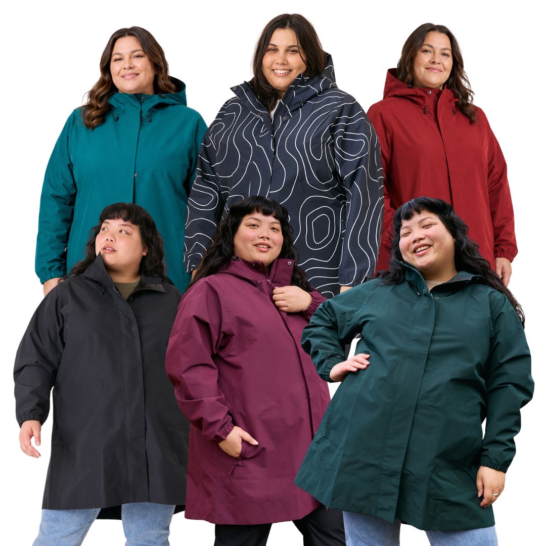 Amble Refuge Raincoat in plus-size - waterproof rain protection from Plus Outdoor in 6 colourway