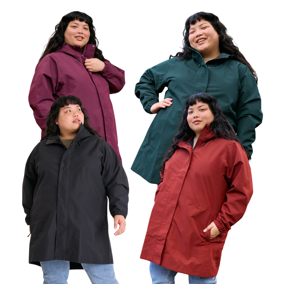 Amble Refuge Raincoat in plus-size - waterproof rain protection from Plus Outdoor in 4 colours