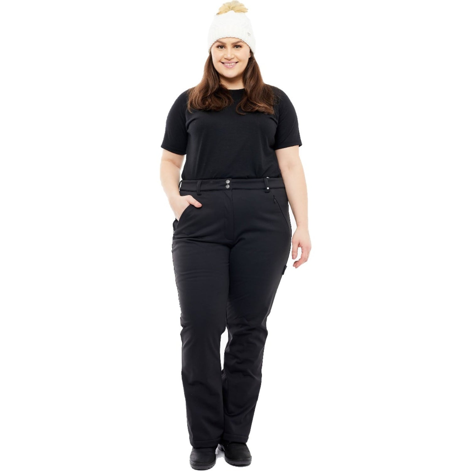 Cartel Prague Softshell Stretch Snow Pant Black Plus Sizes 18-36