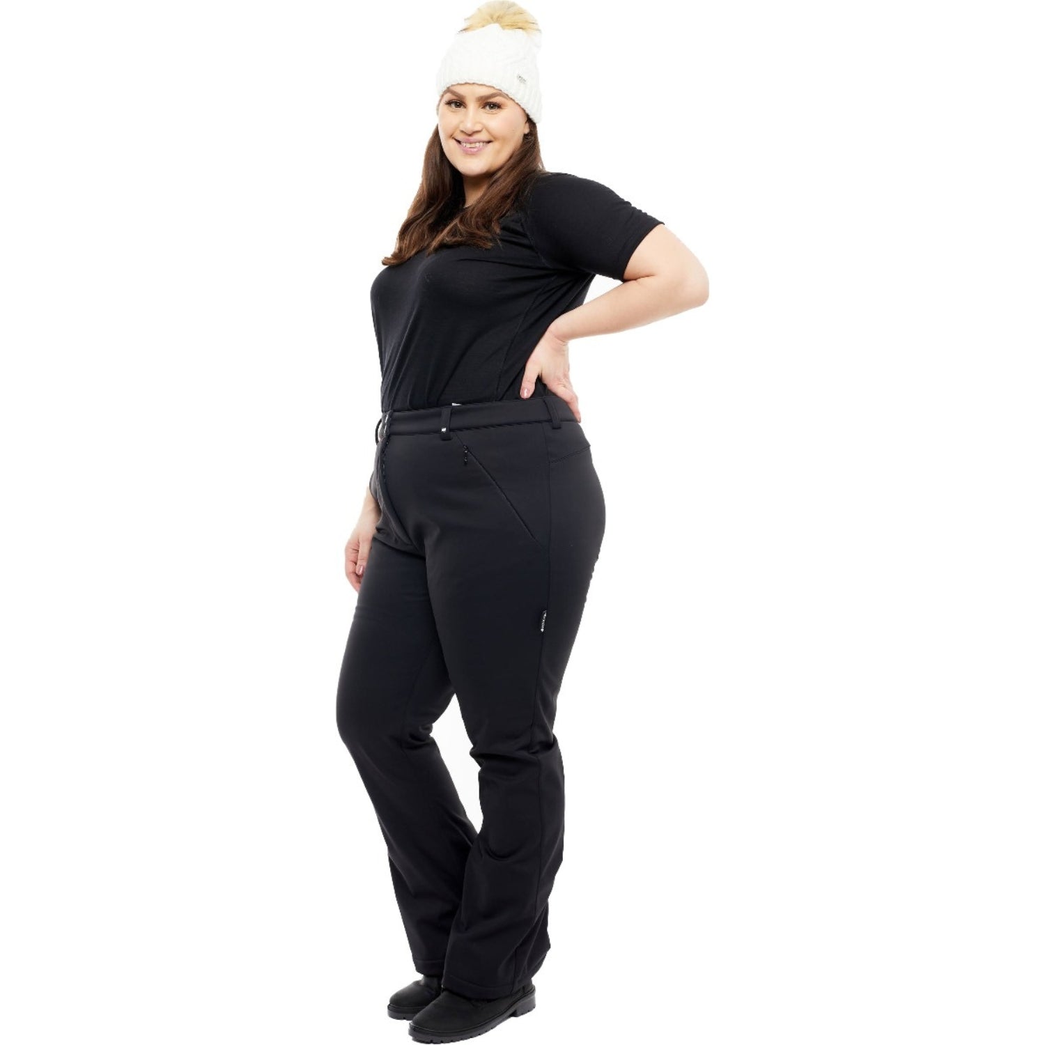 Cartel Prague Softshell Stretch Snow Pant Black Plus Sizes 18-36