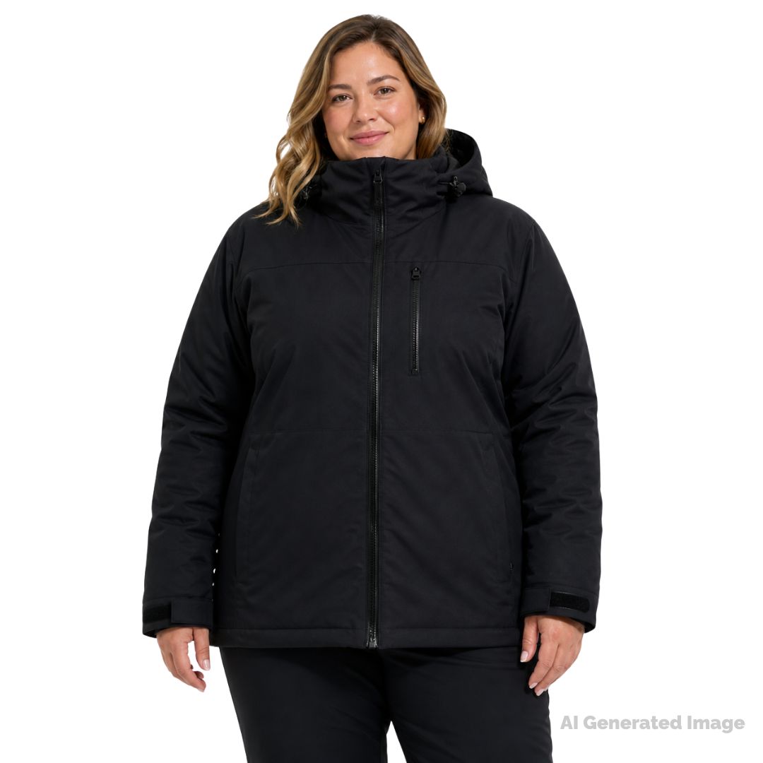 Cartel Silverstar Shell Jacket unisex plus size 4XL–10XL in black, women's waterproof outdoor jacket with hood and full-zip front