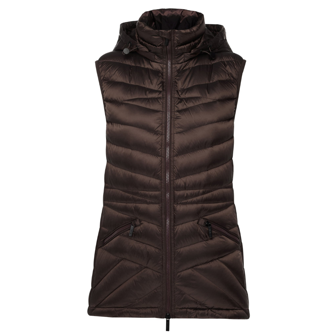 Front view of Mary Claire - Women's 90/10 Packable Plus Size Vest Chocolate