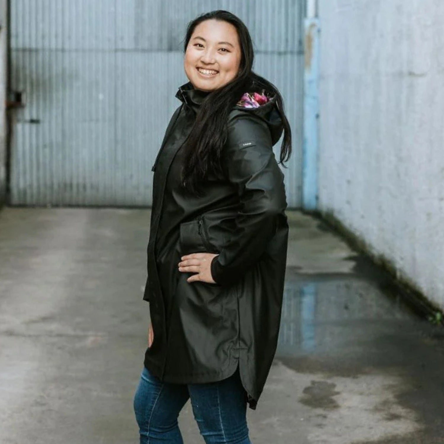 Moke Billie Womens Plus Size Rain Coat Black size 3XL-4XL