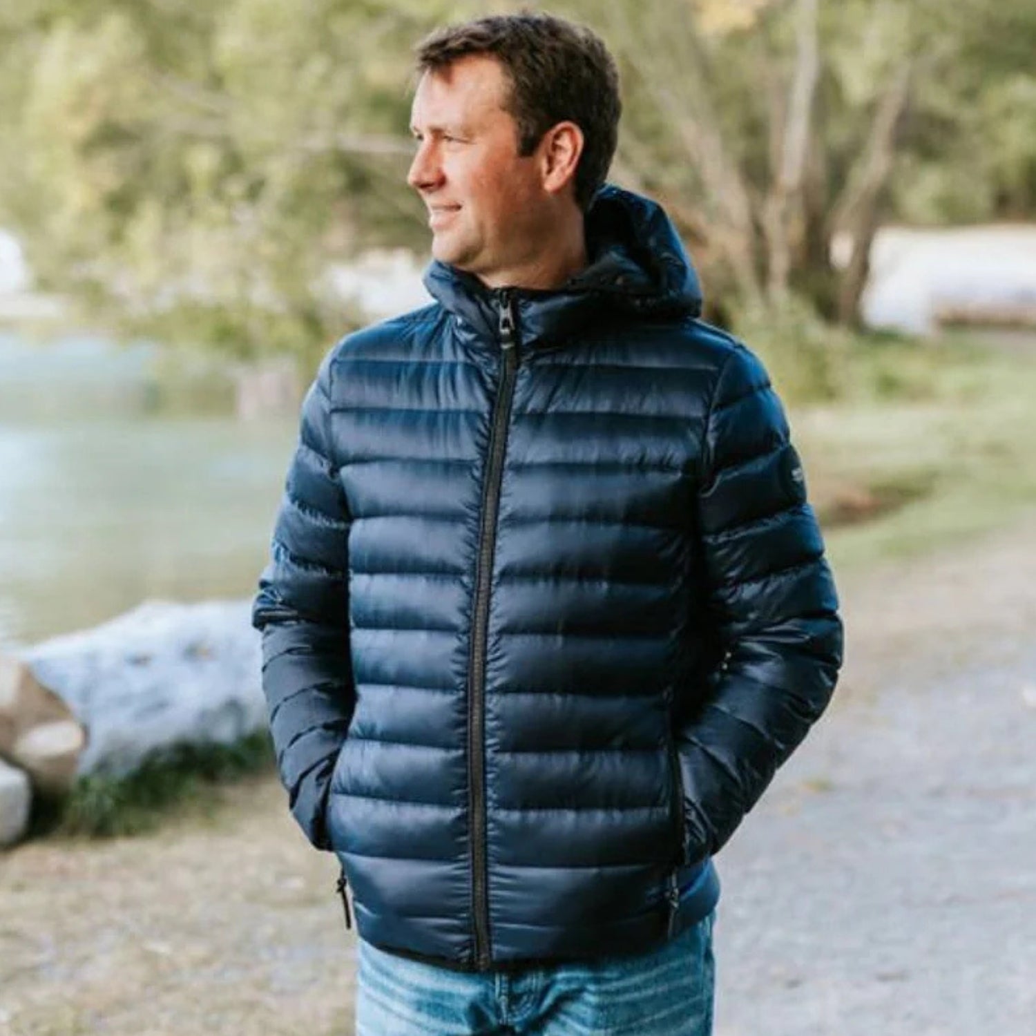 Moke Jimmy Mens Plus Size Down Puffer Jacket Navy 2XL-4XL