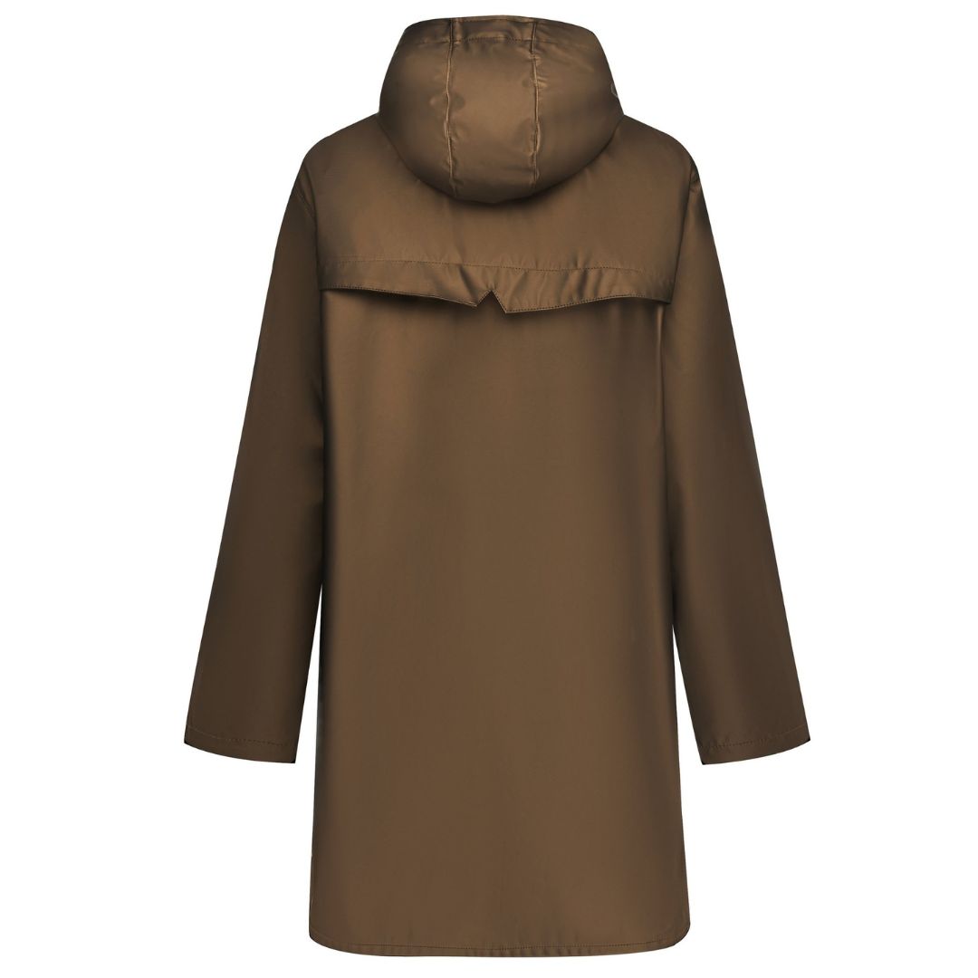 Moke Charlie Women's Rain Coat Antique Gold Plus Sizes 2XL-4XL back design