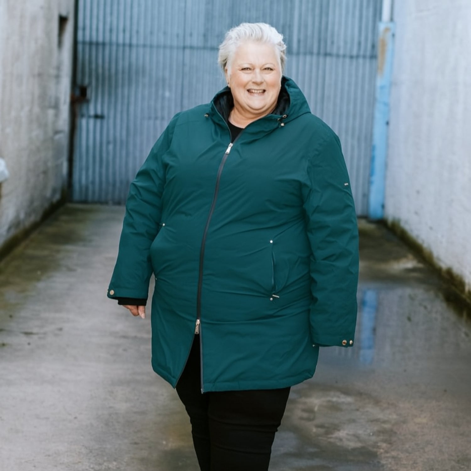 Moke Leila Long Womens Plus Size Waterproof Down Coat Teal 2XL-4XL