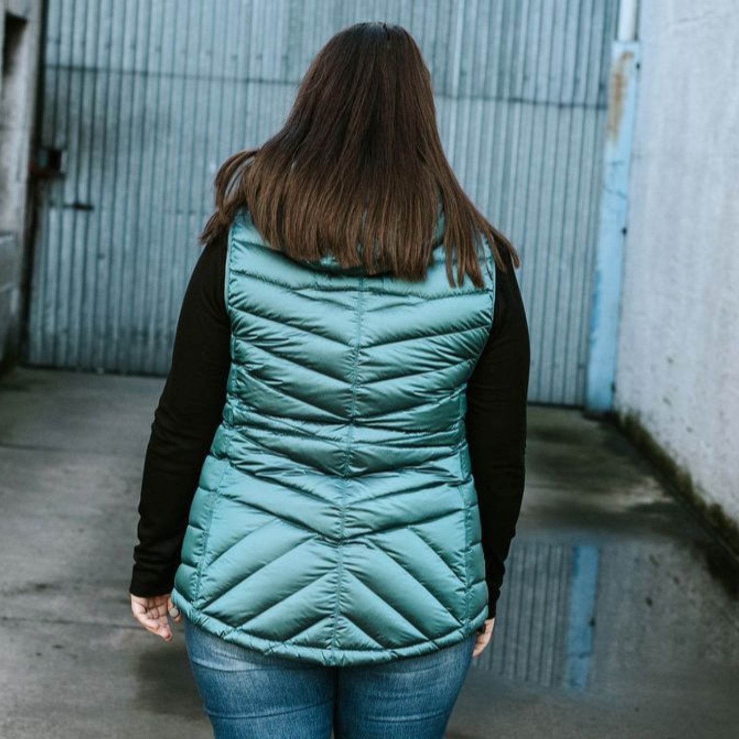 Moke Mary-Claire Womens Plus Size Down Vest Teal 4XL