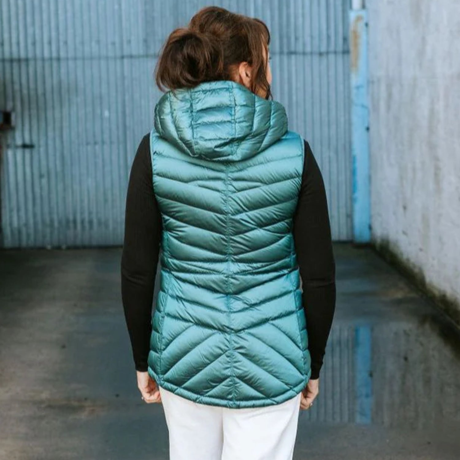 Moke Mary-Claire Womens Plus Size Down Vest Teal 3XL-4XL