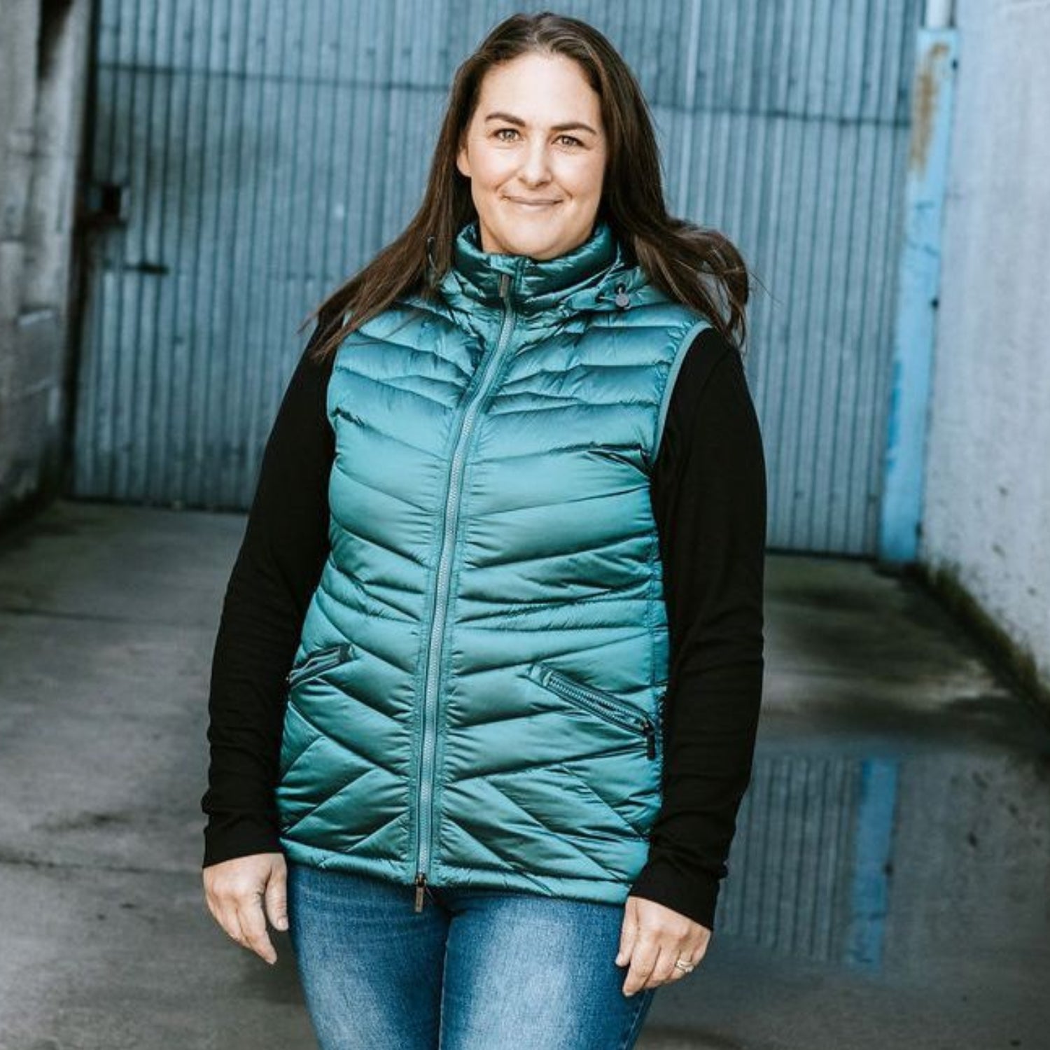 Moke Mary-Claire Womens Plus Size Down Vest Teal 3XL-4XL