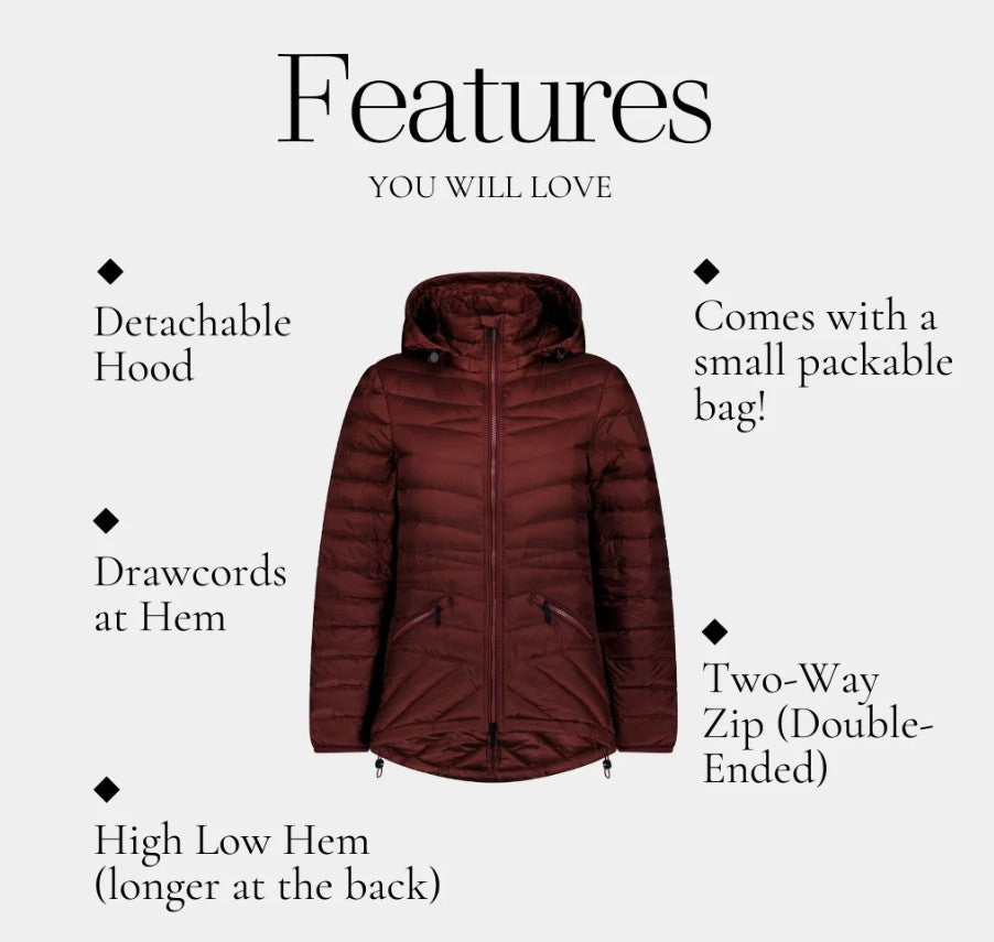 Moke Cushla Womens Plus Size Down Jacket Cabernet 3XL-4XL