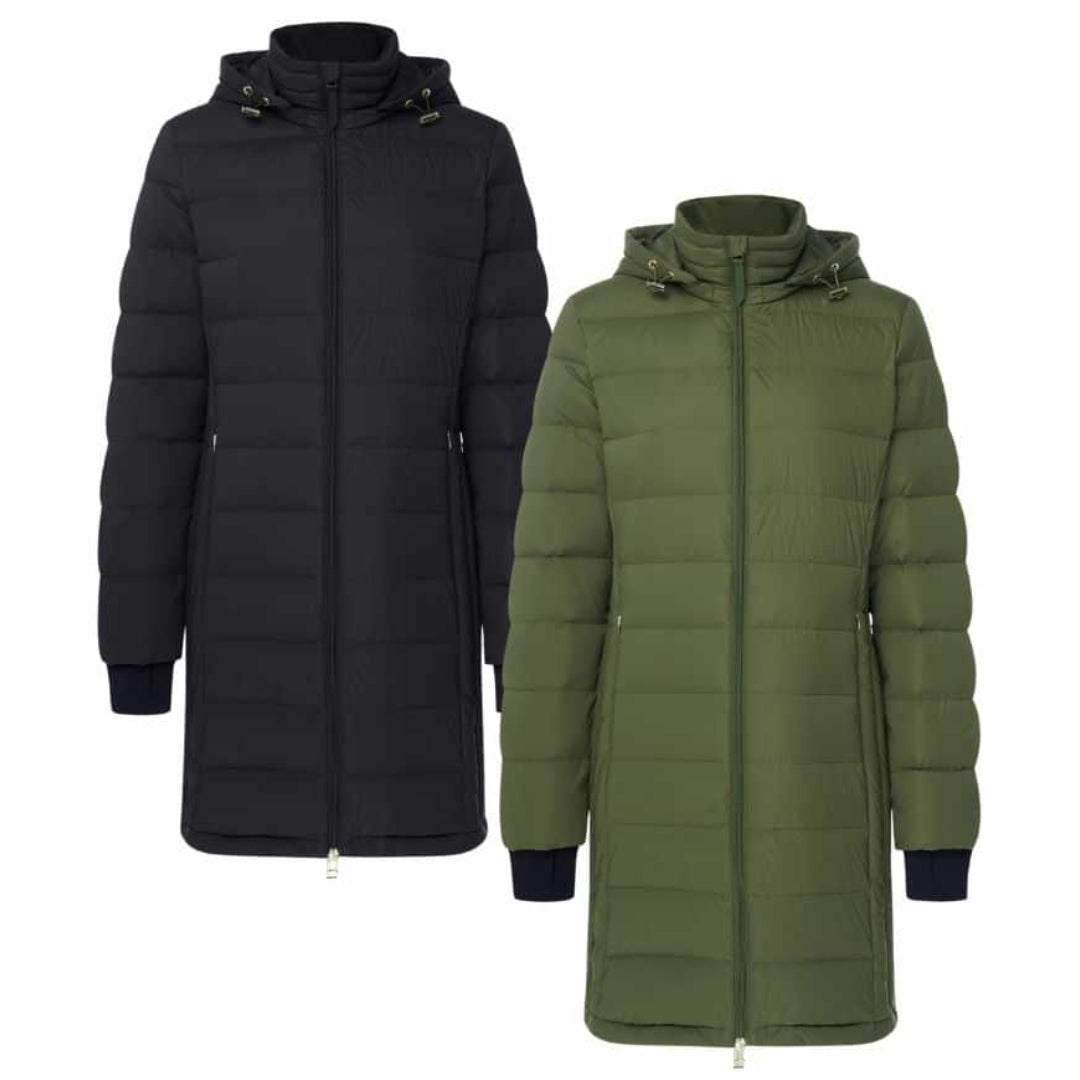 Moke Sydney Women's Packable Down Coat Black & Olive Plus Sizes Hero image