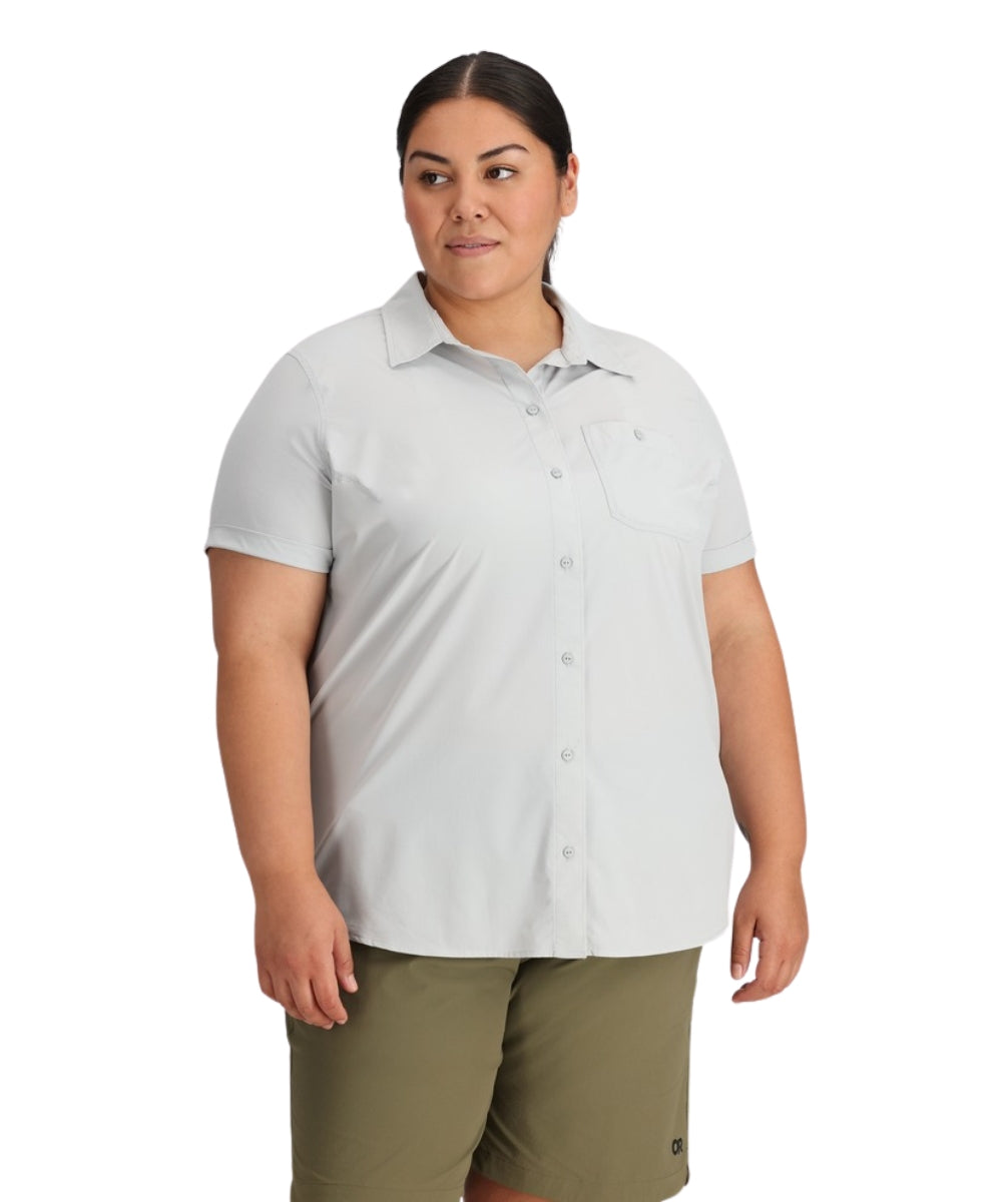 Outdoor Research Astroman Short Sleeve Sun Shirt Pebble Women's Plus Size 1X-3X