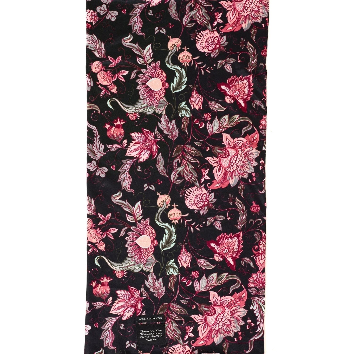 Rojo Womens Tube Neckwarmer Snood Black with Floral Print