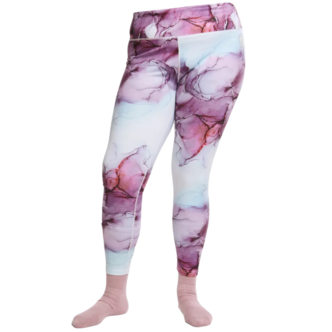 Marble-patterned leggings on a white background